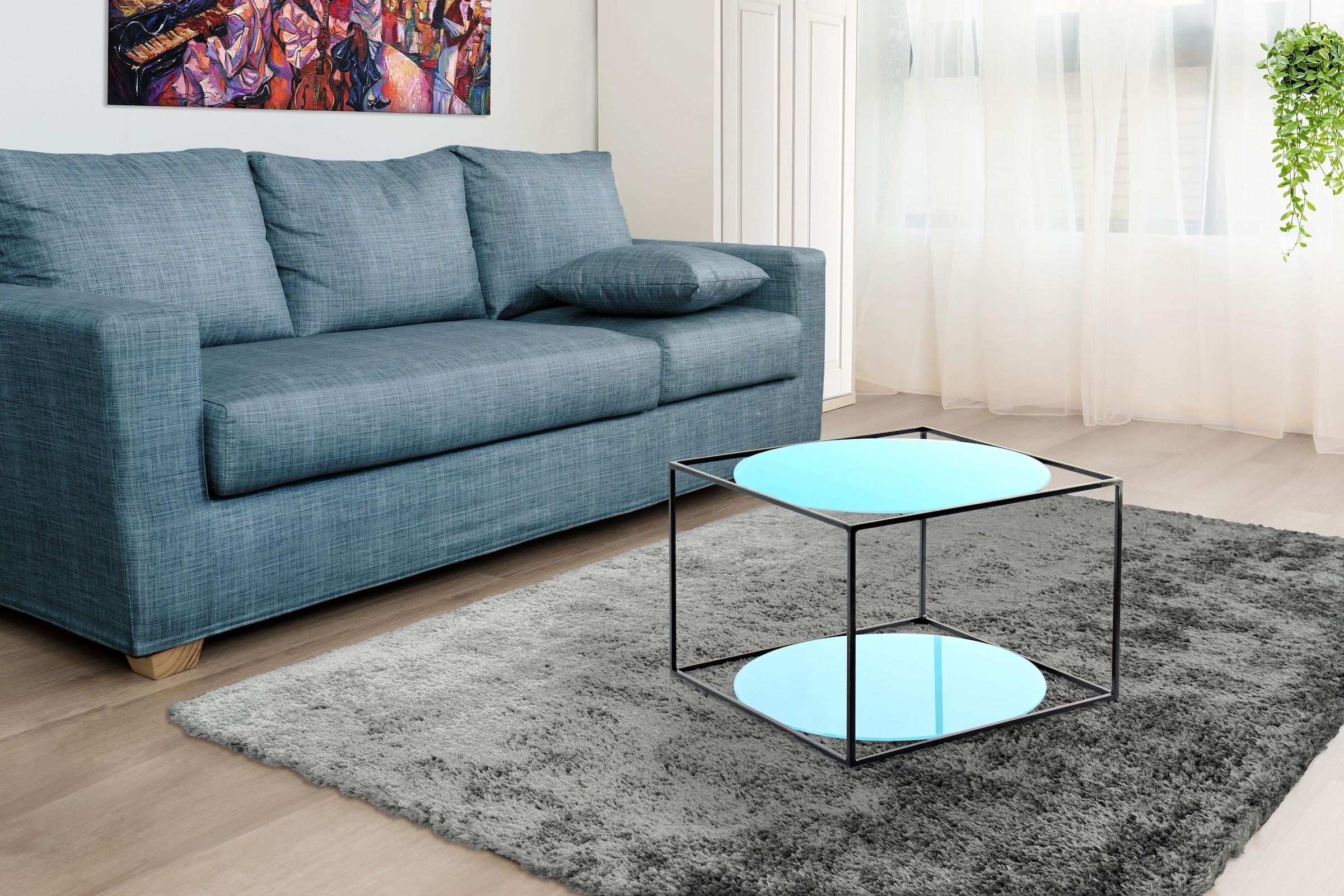 Kayoom Beistelltisch »Cody, Beistelltisch in Würfelform, offenes, modernes Design« 1 Stk. tlg. moderne Kubusform mit runden Ablageflächen aus Glas