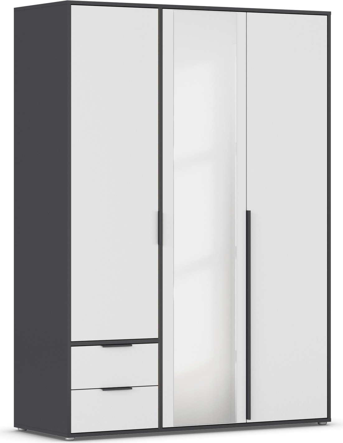 rauch Drehtürenschrank »Kleiderschrank Schrank Garderobe Wäscheschrank NAGATA mit Spiegel« in 3 verschiedenen Ausstattungen BASIC/CLASSIC/PREMIUM,  und Schubladen sowie Stangengriffen TOPSELLER MADE IN GERMANY