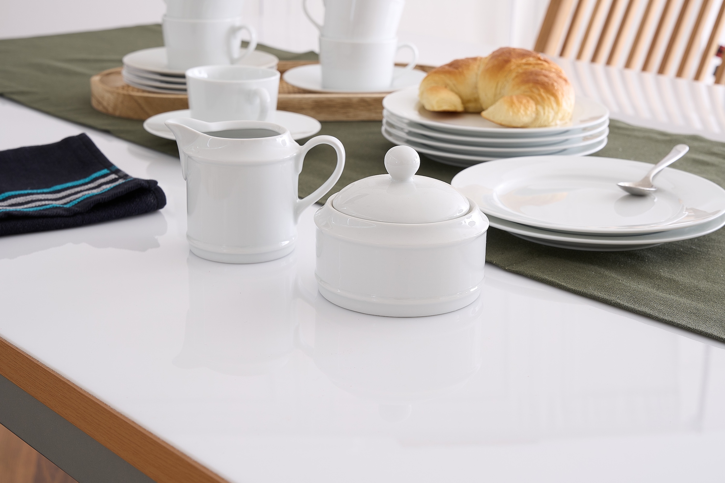 Retsch Arzberg Kaffeeservice »HEIKE WEISS, Geschirr-Set 20-tlg., mit Milch & Zucker, Porzellan, rund« Tassen & Teller plus Milch & Zucker, perfekt von früh bis nachmittags