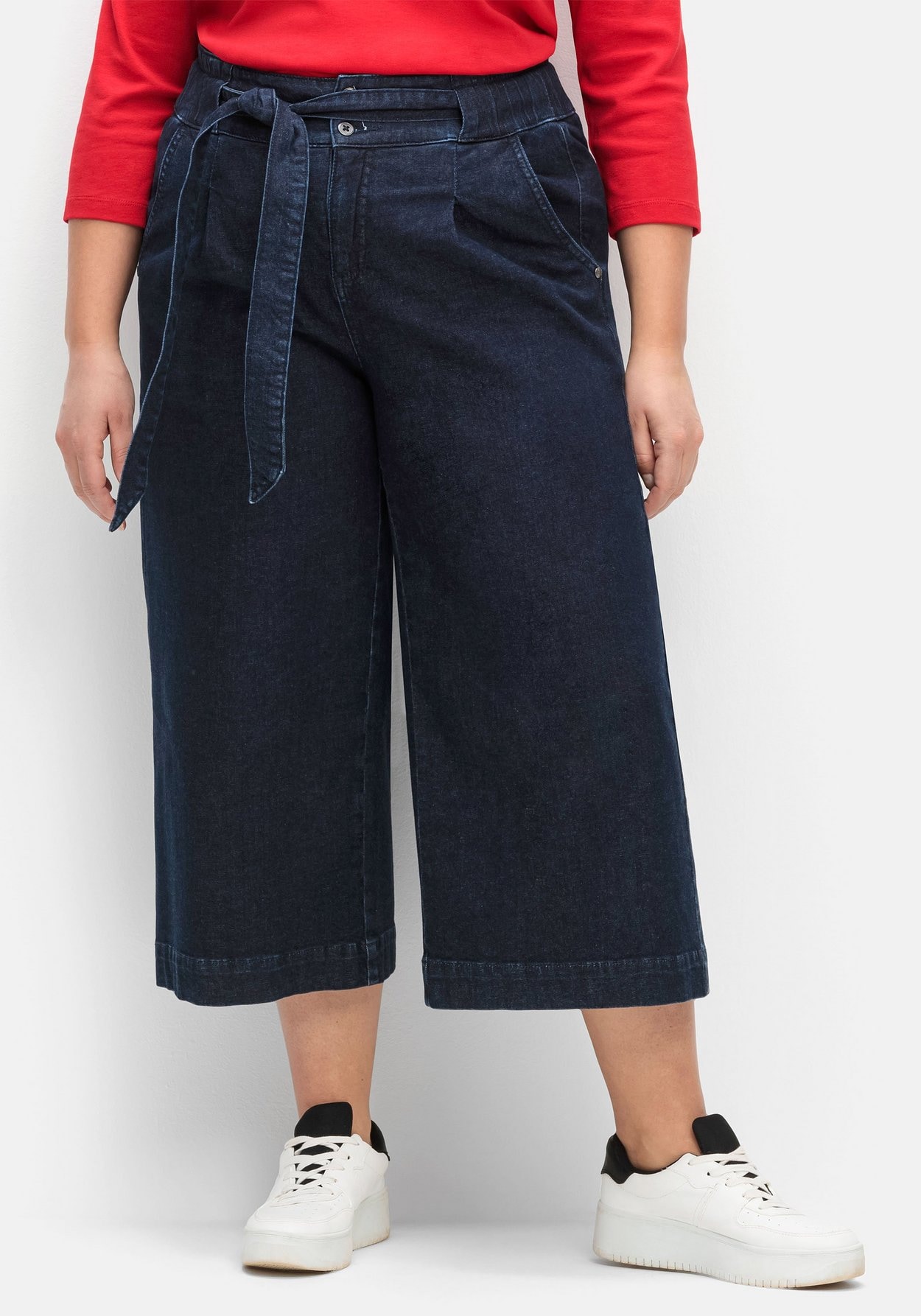 Sheego Stretch-Jeans »Jeans mit High-Waist-Bund und Bindegürtel«
