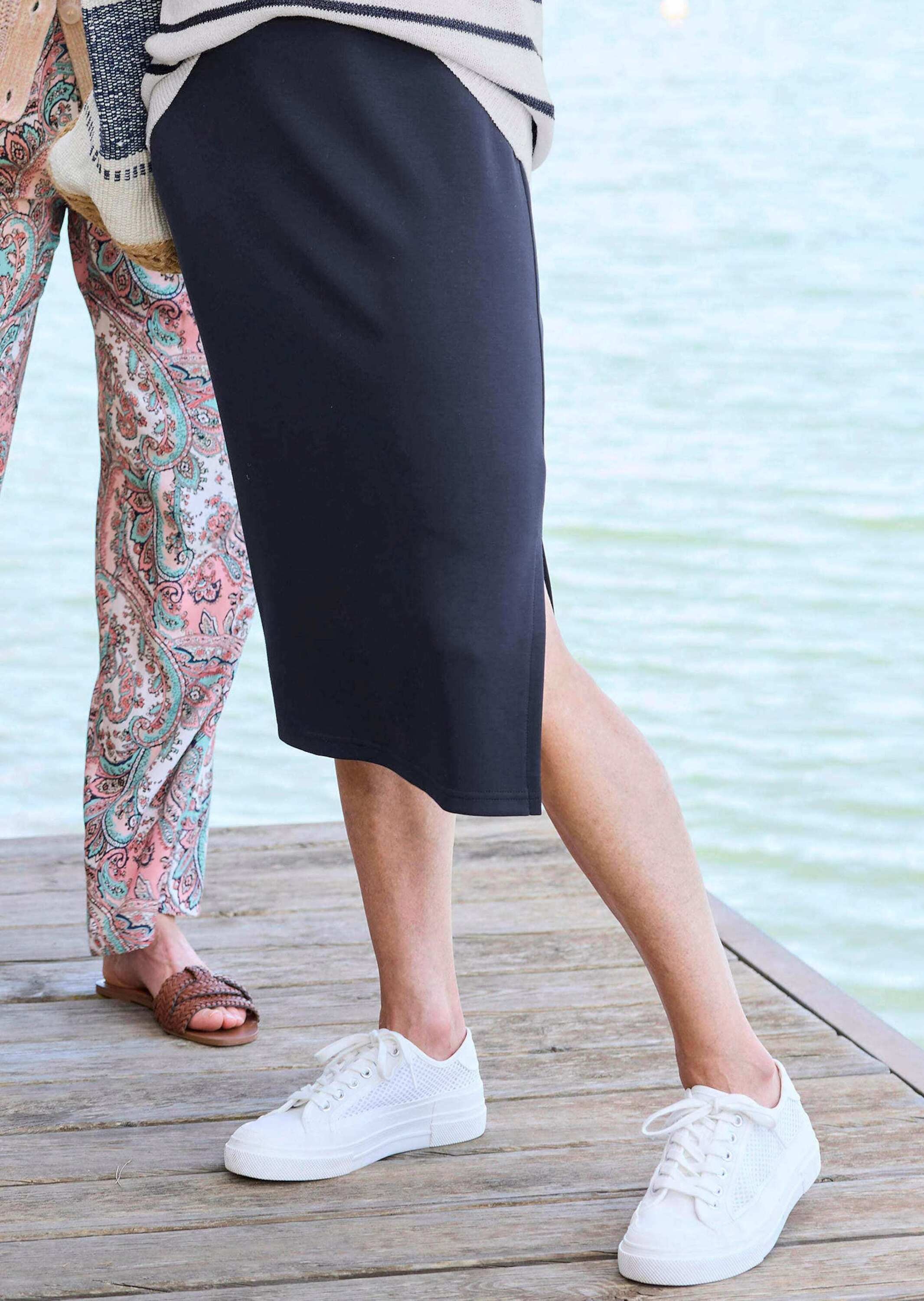 GOLDNER Jerseyrock »Kurzgröße Midirock mit Schlupfbund«