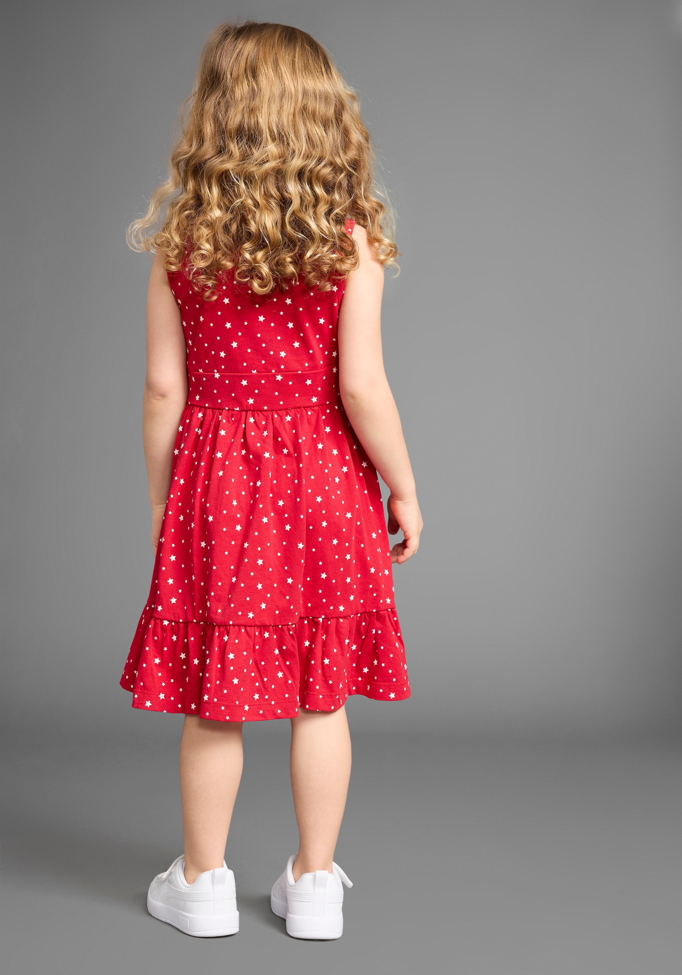 KIDSWORLD Jerseykleid »2tlg. Shirtkleid + Haarband im niedlichen Sternen-Allover«, (Set, 2 tlg.), festliche Anlässe, knielang, verspielter Stil, aus Baumwolle
