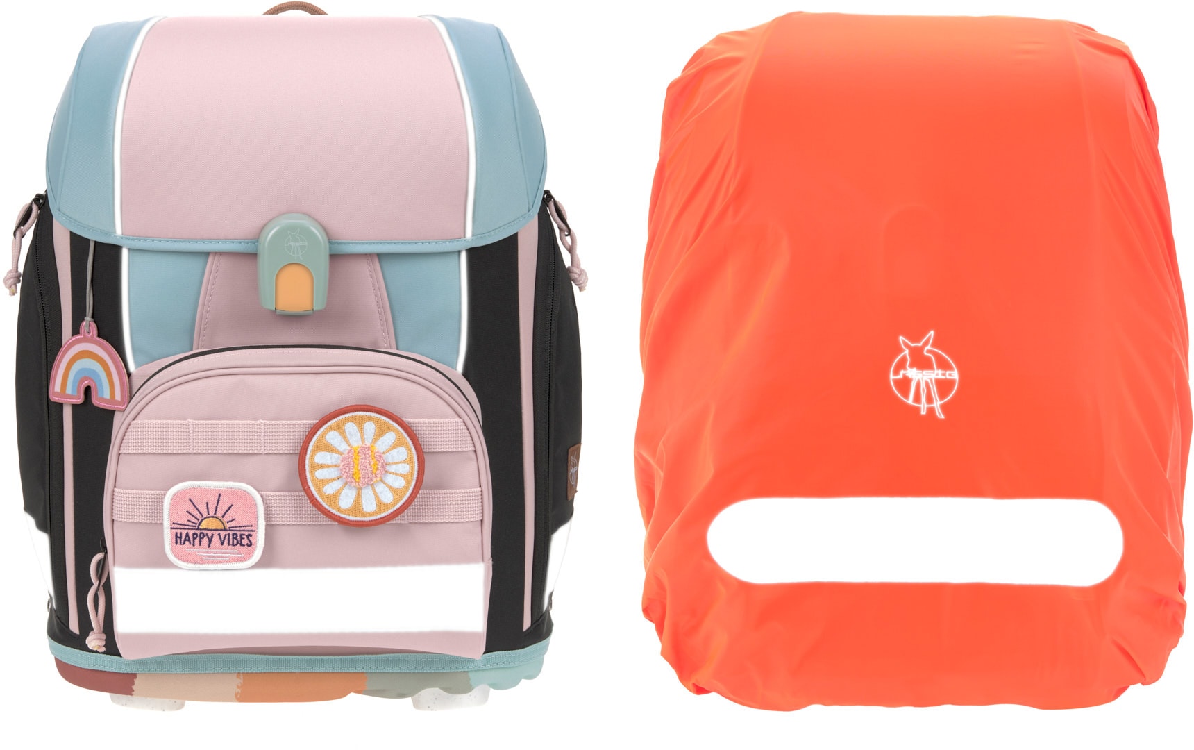 LÄSSIG Schulranzen »Unique, Boxy, Rose Blue Black«, Reflektoren, PETA-approved vegan; aus recyceltem Material