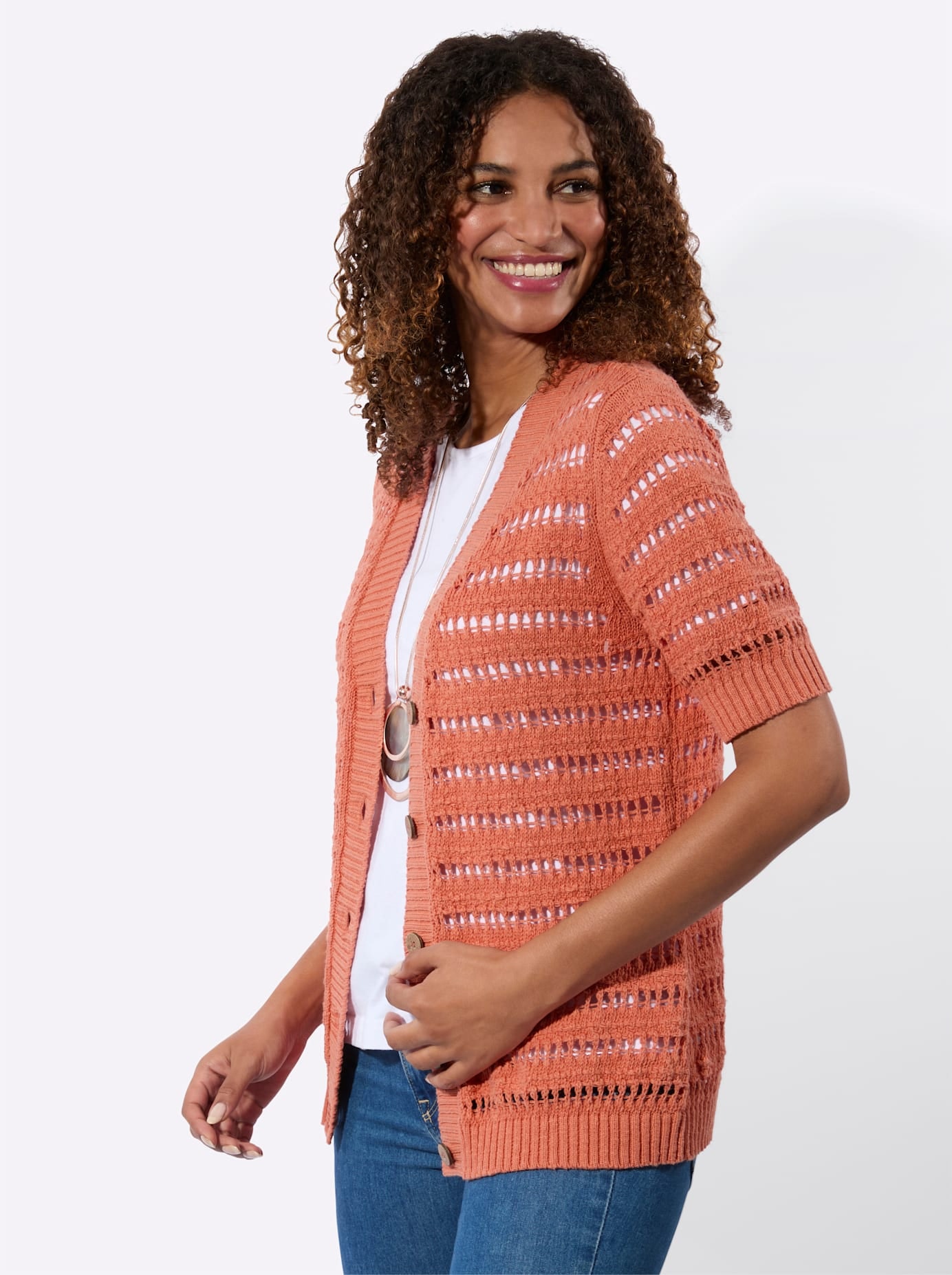 creation L Ajourstrickjacke