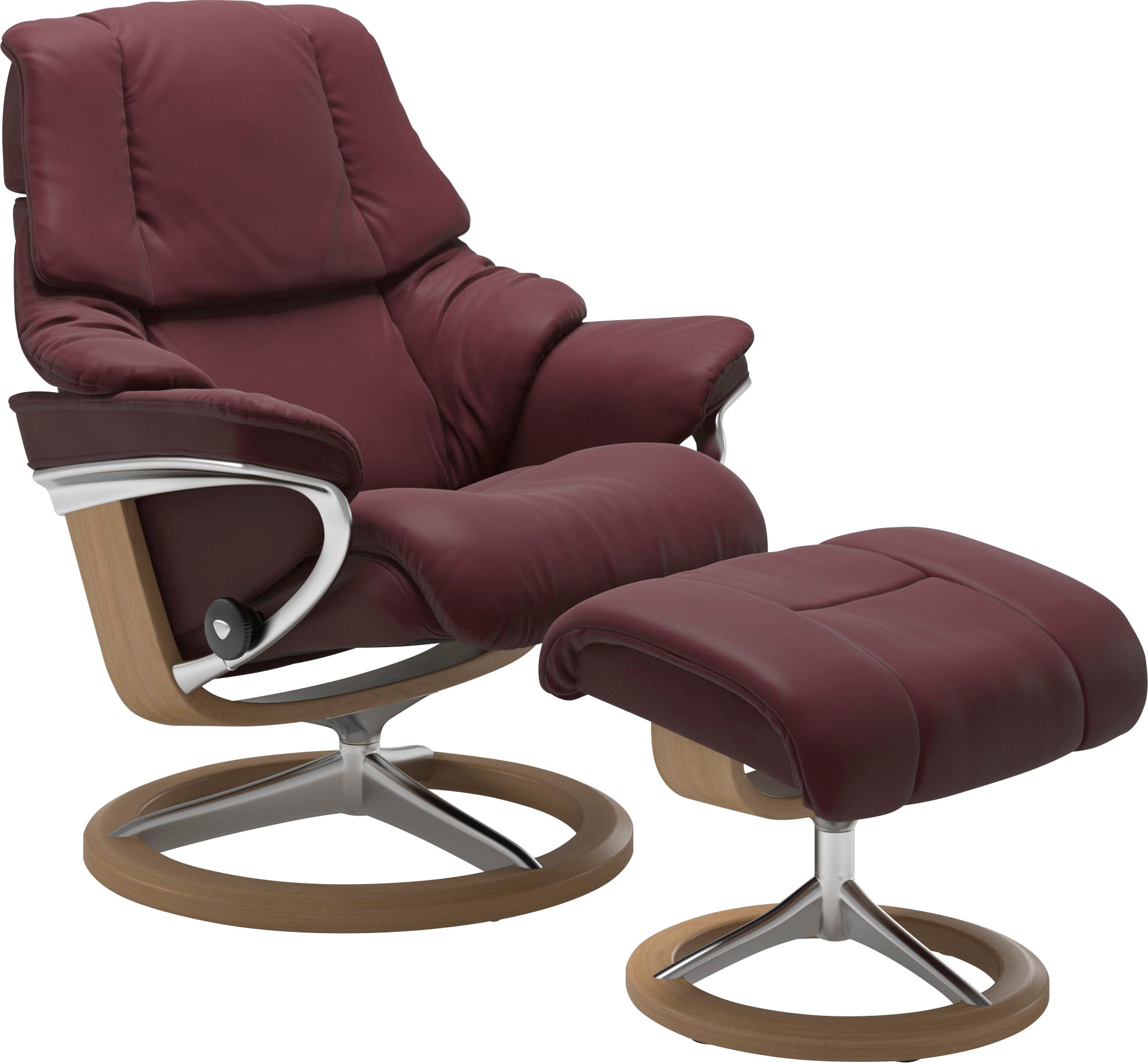 Stressless® Relaxsessel »Reno«, (Set, Relaxsessel mit Hocker), mit Hocker, mit Signature Base, Größe S, M & L, Gestell Eiche