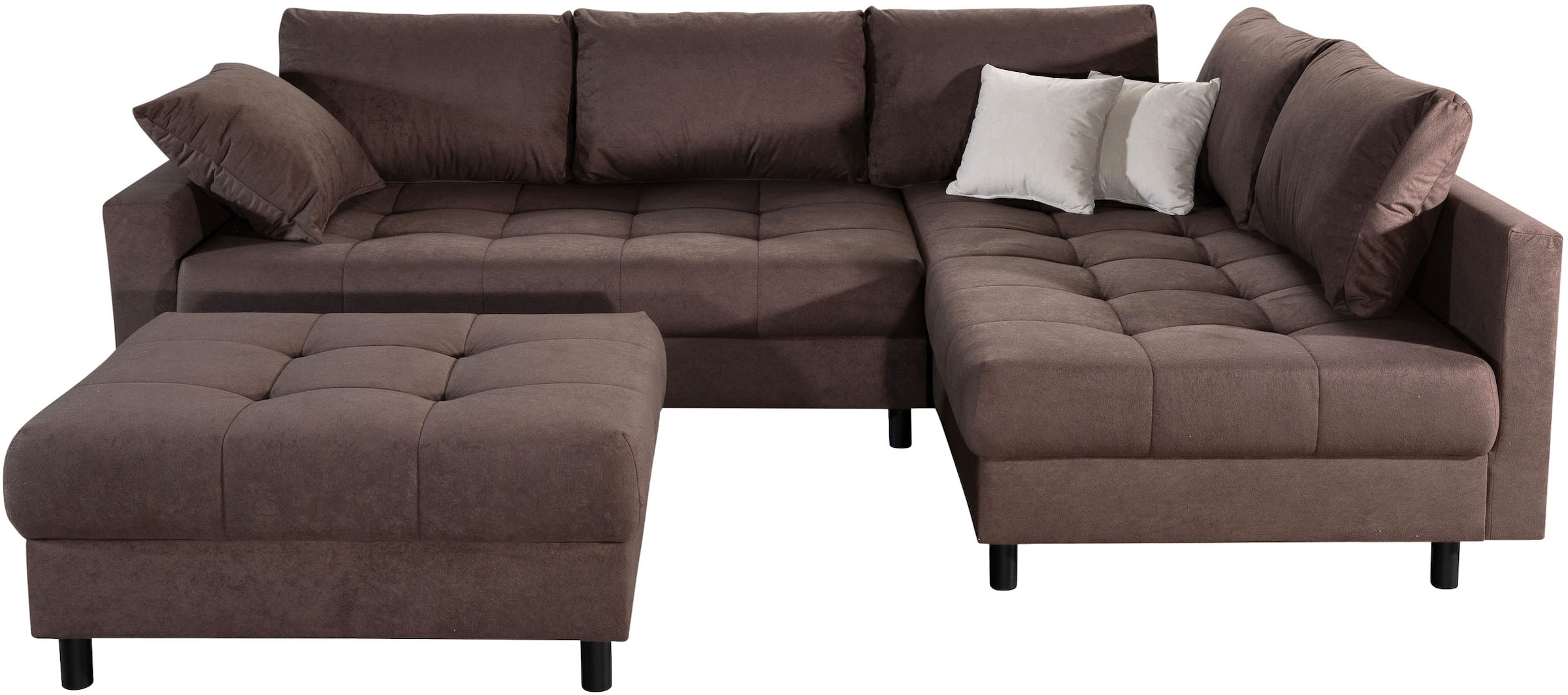 COLLECTION AB Ecksofa »Toni L-Form 274 cm« Set: Sofa & Hocker, 2 Zierkissen, Bonell-Federkern