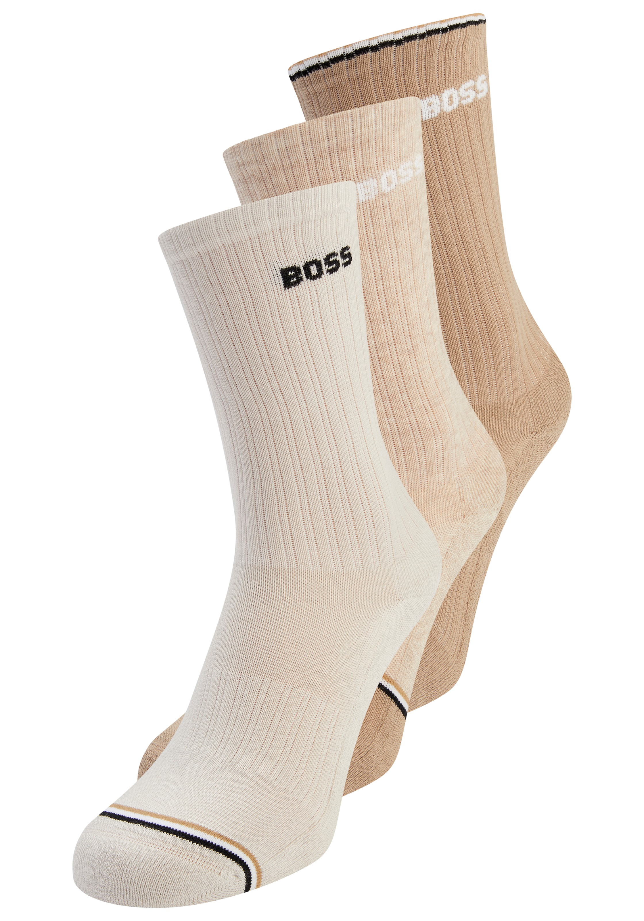 BOSS Freizeitsocken »3PQSRibColorblock«, (3 Paar), Mit BOSS Logoschriftzug