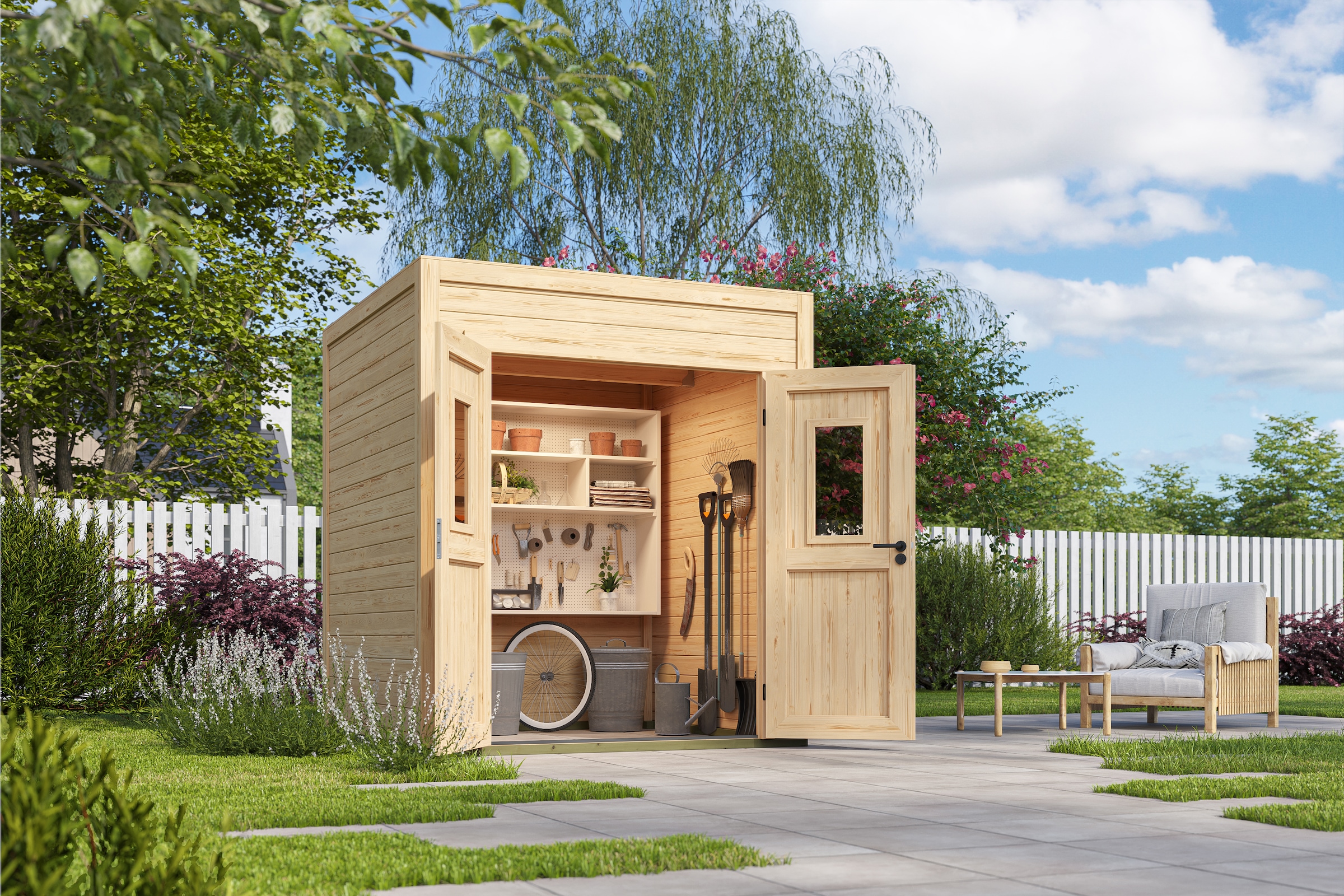 Nordic Holz Gartenhaus »Felix 1« kleiner stilvoller Schuppen mit Flachdach