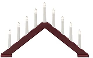 KONSTSMIDE Fensterleuchter »Weihnachtsdeko rot«, 9 flammig, Leuchtmittel E10 | Leuchtmittel wechselbar, Holzleuchter, matt dunkelrot lackiert, 9 klare Birnen