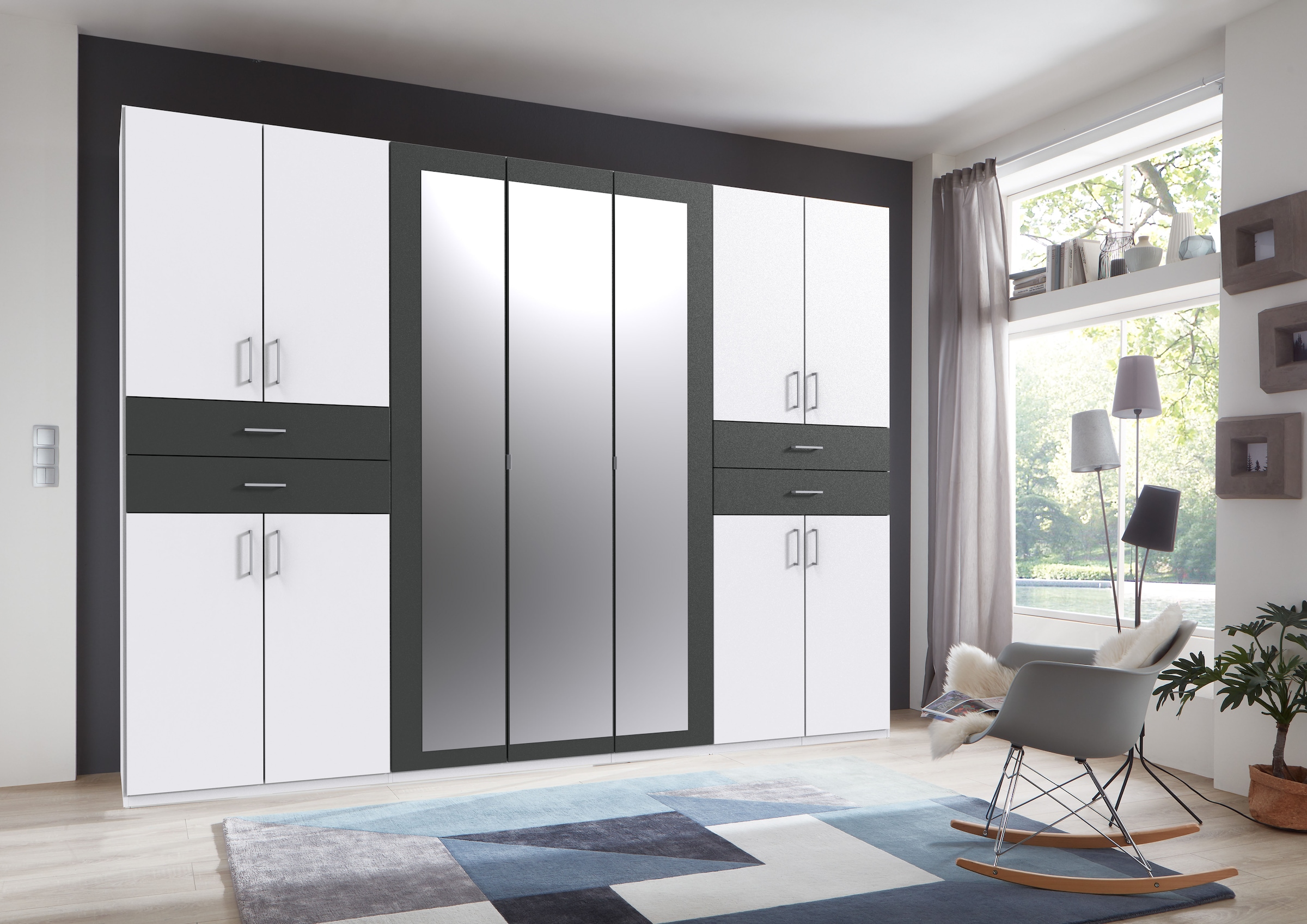 Wimex Kleiderschrank »Taiga Kleiderschrank mit Spiegel OTTOs Choice Topseller« mit Schubladen auf bequemer Höhe, Garderobe Schlafzimmerschrank