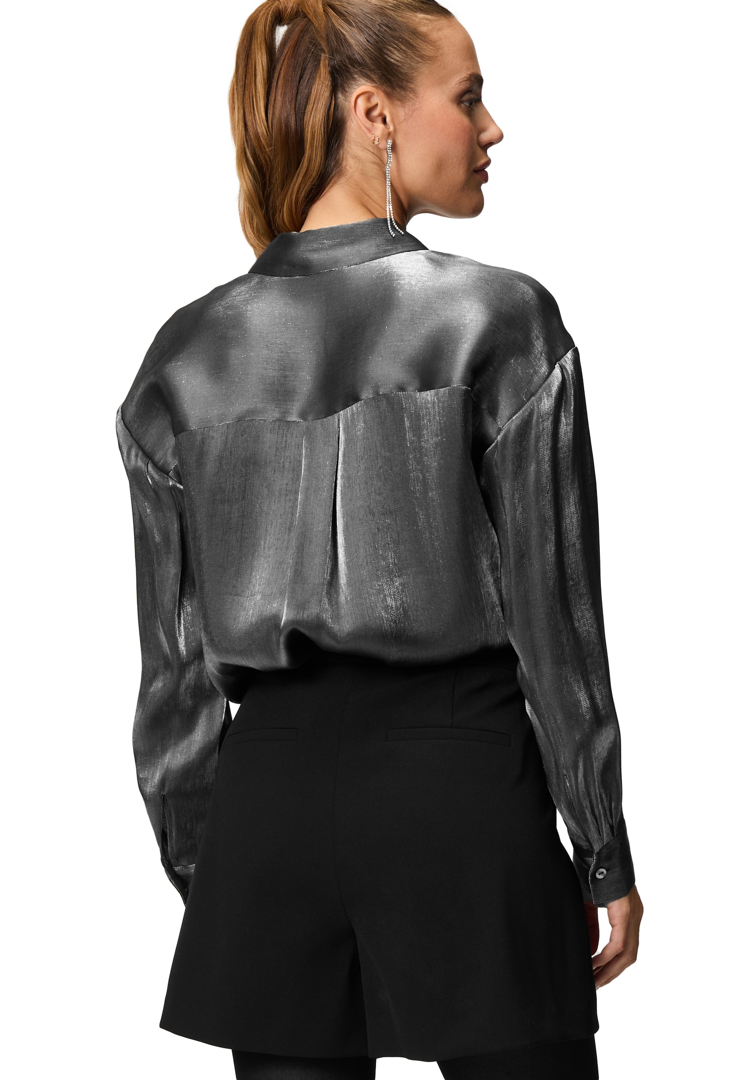 Zero Klassische Bluse »Bluse glänzend mit Knopfleiste«