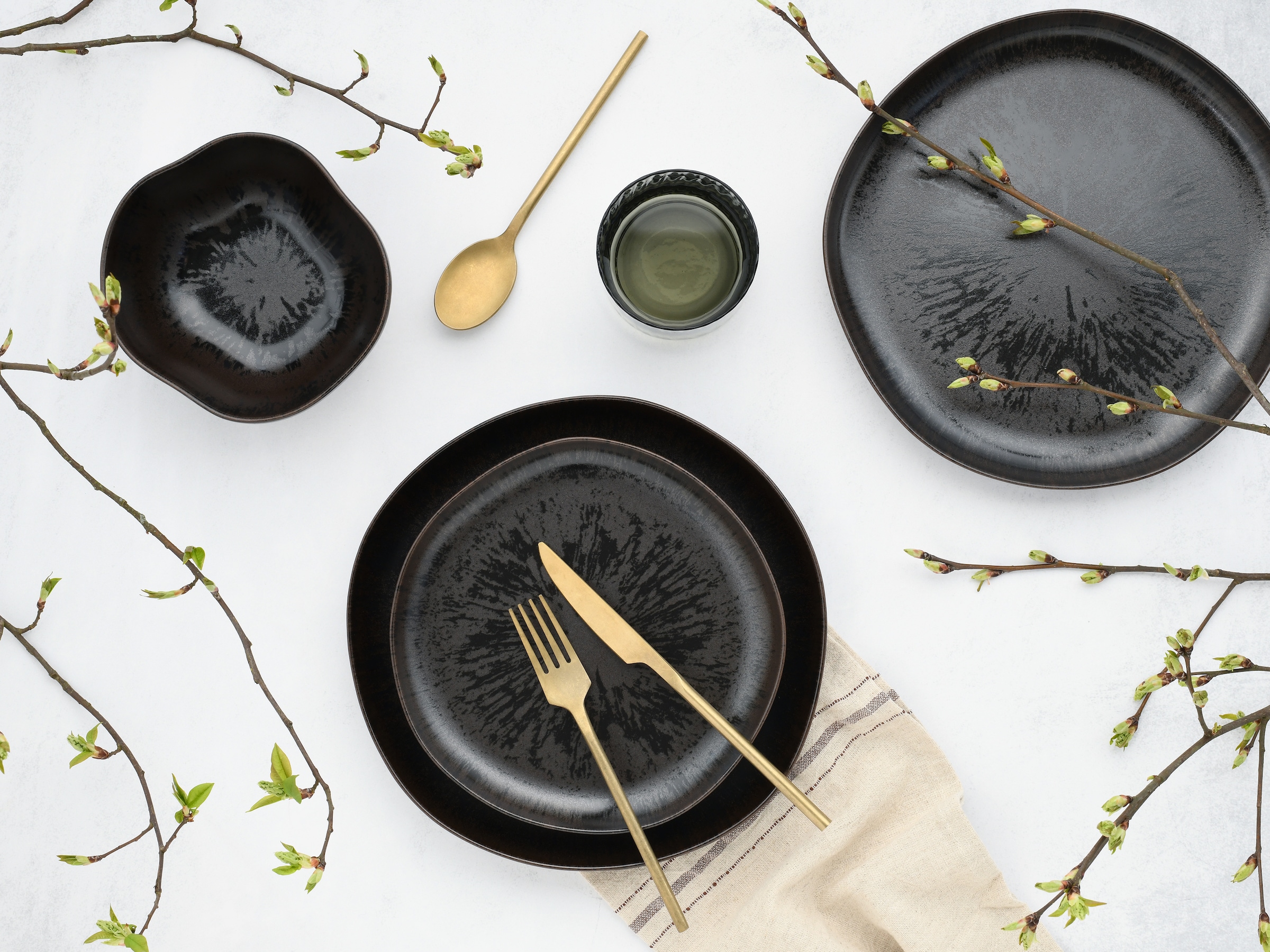 CreaTable Teller-Set »Natura Organic Rusty, Teller Set 12-tlg« Seidenmatte Effektglasur