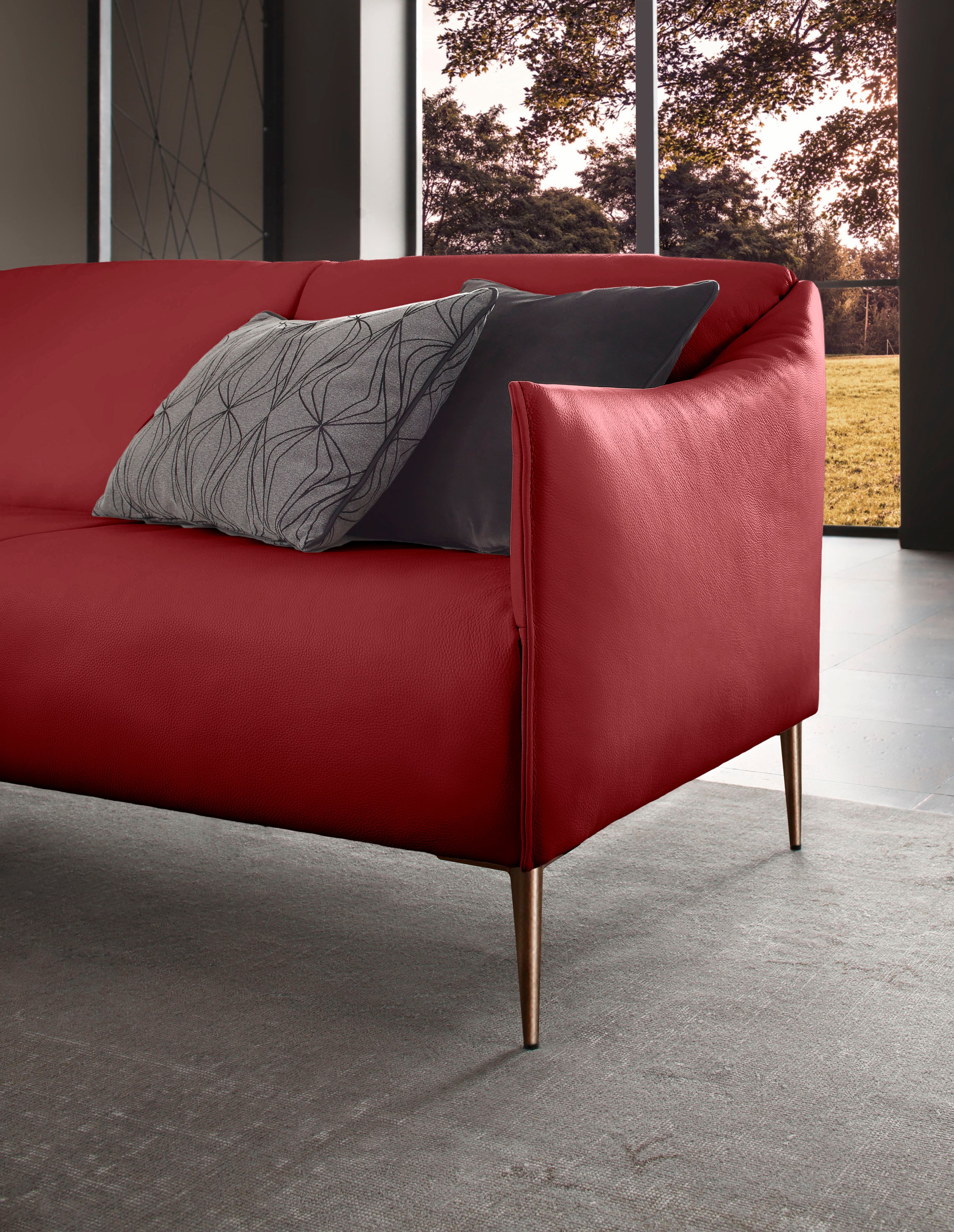 W.SCHILLIG 2-Sitzer »sally Design-Sofa, Loungsofa, bequem, schmale Armlehnen, Breite 154cm« mit Metallfüßen in Bronze pulverbeschichtet, Breite 154 cm