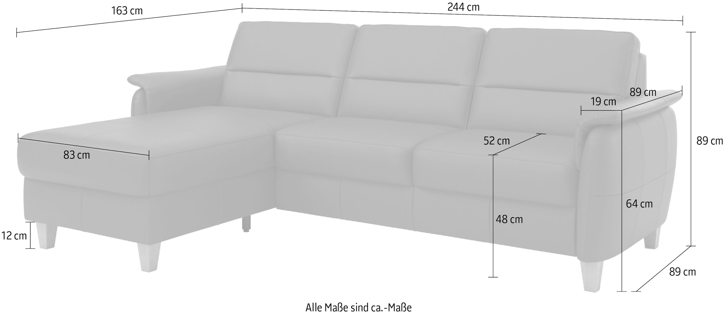 Home affaire Ecksofa »Palmera L-Form, B: 244 cm - OTTO. Verlässliche Qualität.« optional Schlaffunktion & Bettkasten, Federkern