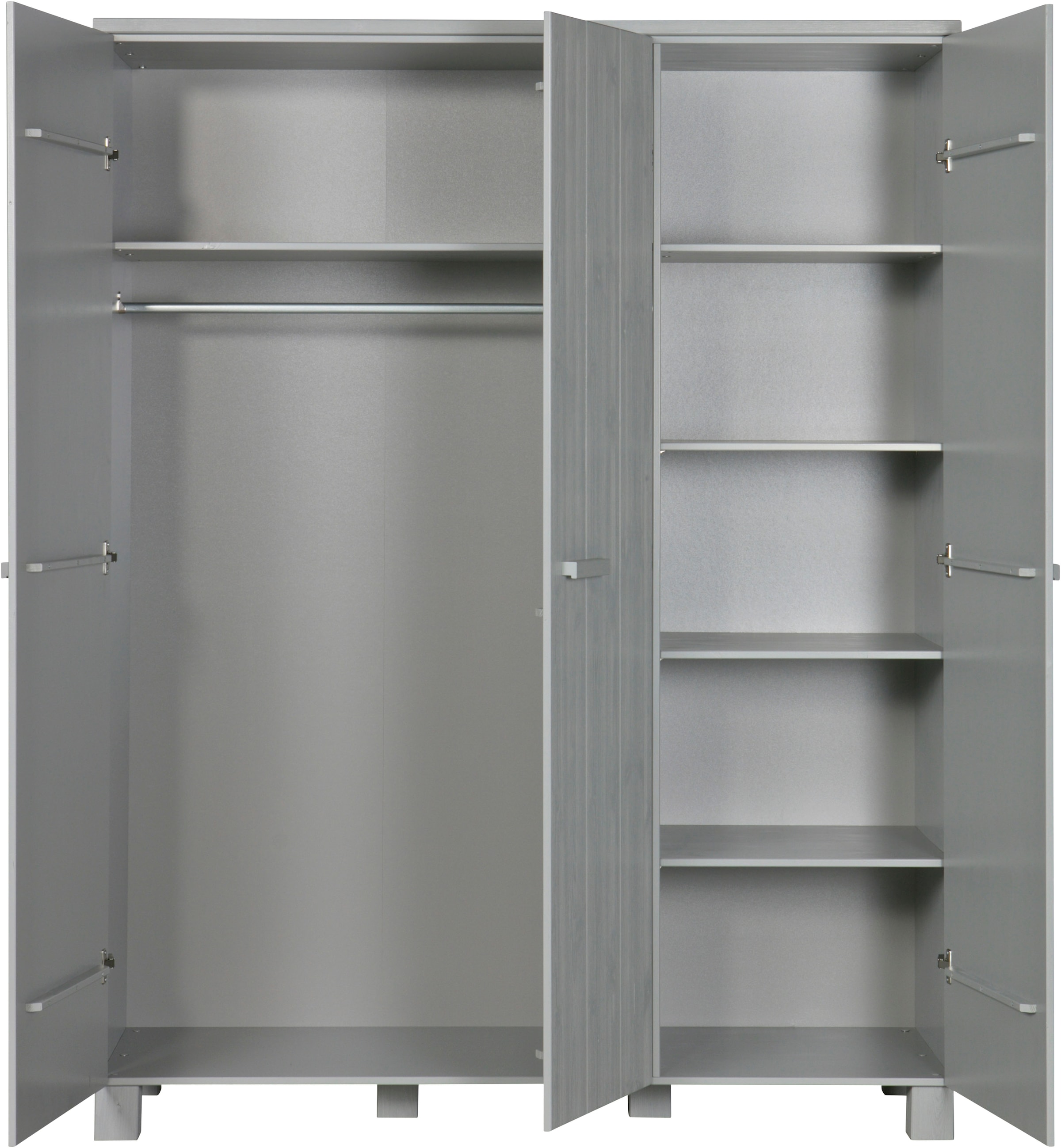 WOOOD Kleiderschrank »Dennis mit gebürsteter Oberfläche (3-türig)« FSC® Massivkiefer, gebürstet, Hang- und Legbereich