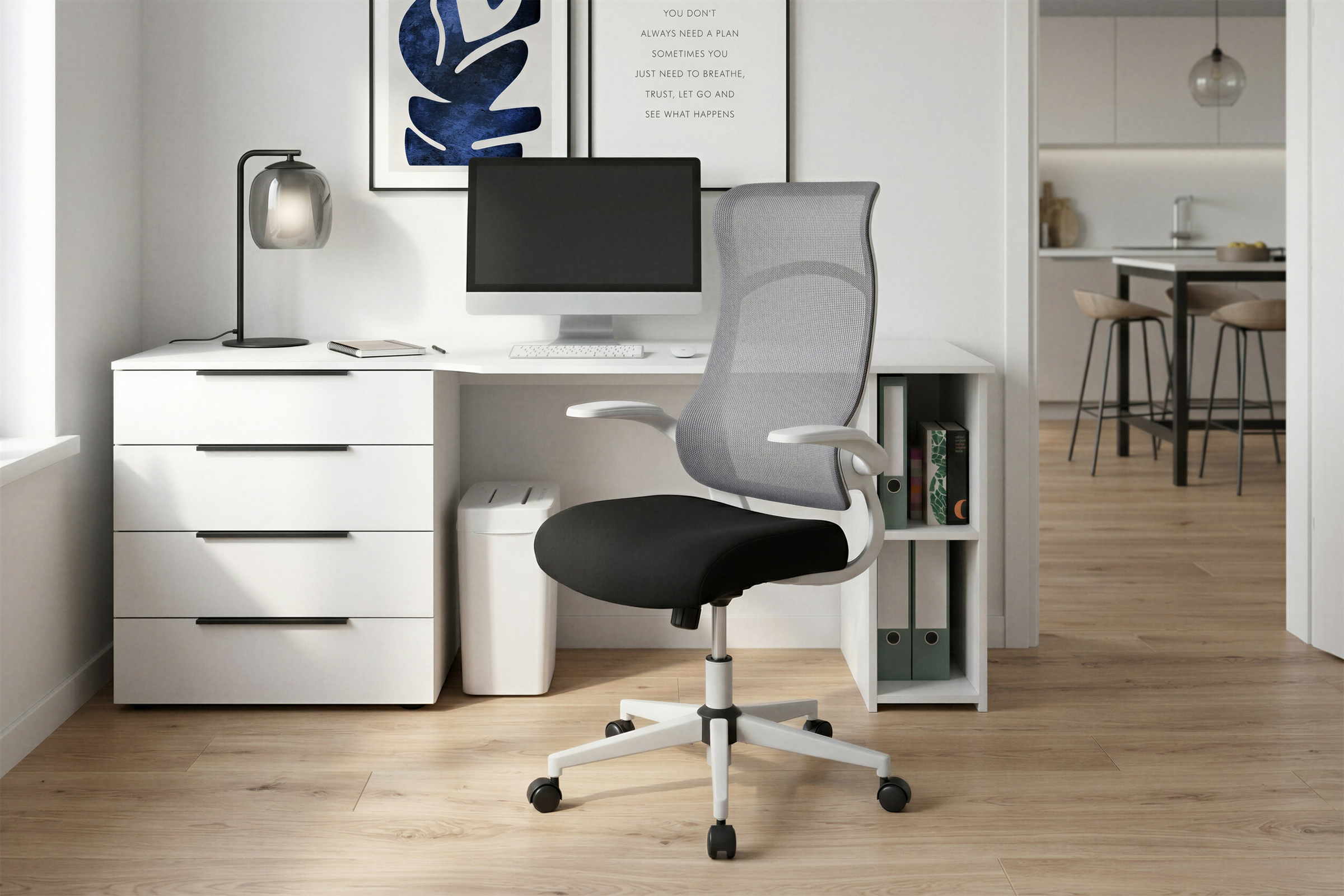 OTTO home Bürostuhl »Toico, Design-Schreibtischstuhl,« () ergonomische Rückenlehne, Lendenwirbelstütze & klappbaren Armlehnen