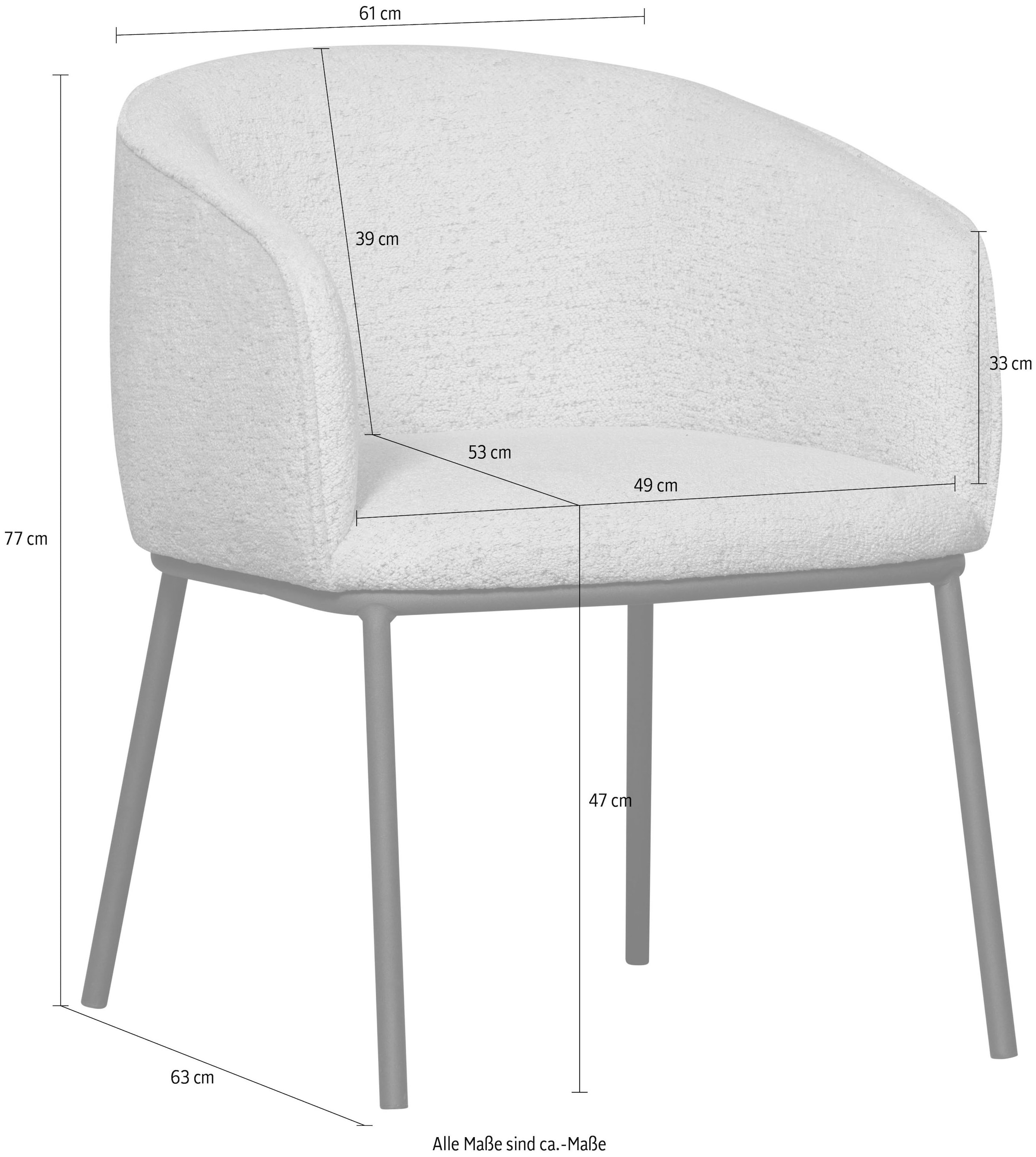 WOOOD Esszimmerstuhl »Leon«, mit Bouclé-Stoff, 4-Fuß-Gestell, H 77 cm x B 61 cm