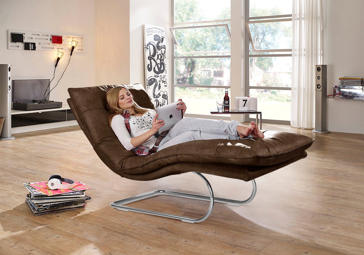 W.SCHILLIG Relaxliege »daily dreams«, in Waffelkissen-Optik, wahlweise mit Motor, Freischwingergestell