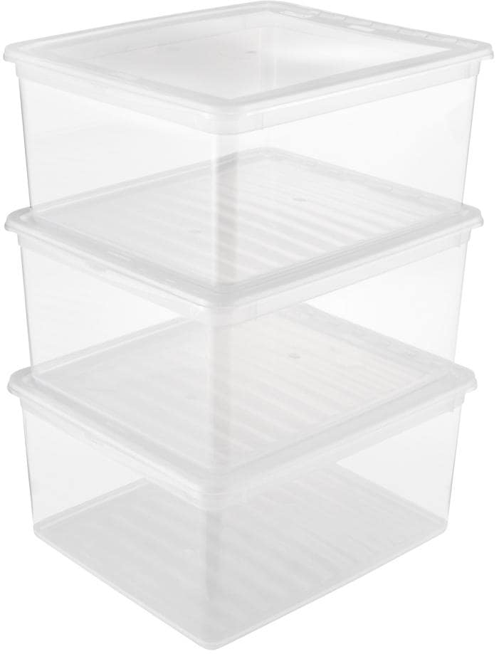 Keeeper Set of 3 Storage Boxes with Lid & Air Control System 18 Litre in Clear