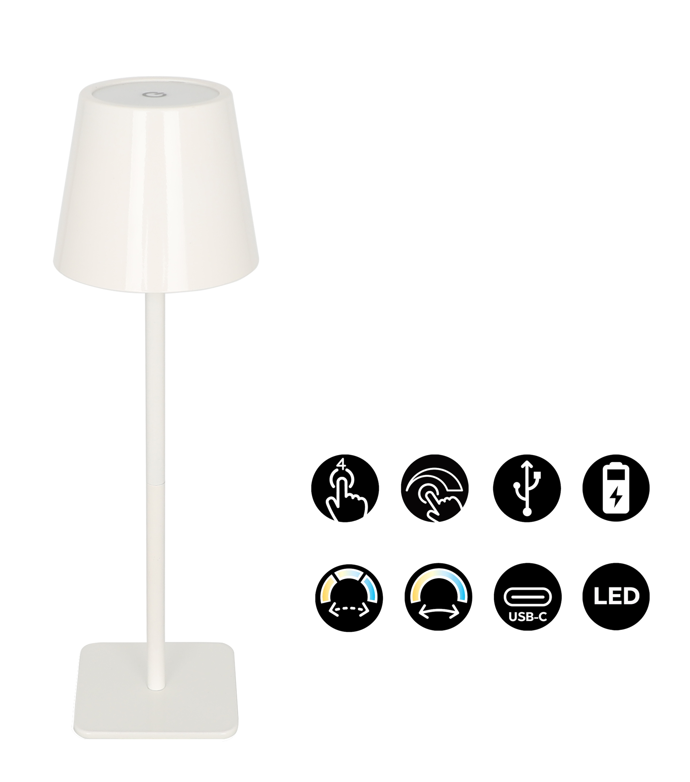 OTTO home LED Tischleuchte »Merrin - 2er Set Akkuleuchte« LED-Modul 2 Stk. warmweiß - kaltweiß 2er Set, dimmbar, Farbwechsel, Akku Tischlampe, LED, USB-C, CCT,