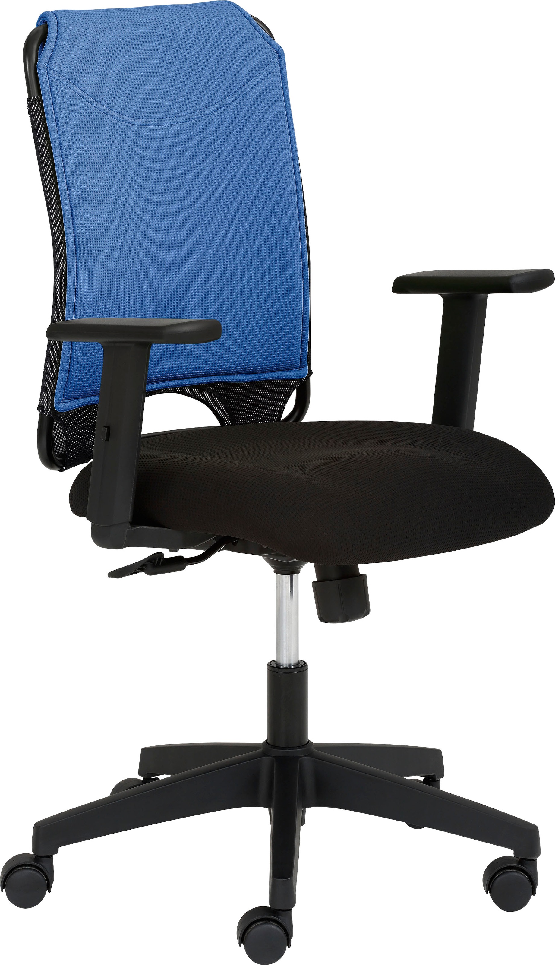 Mayer Sitzmöbel, Drehstuhl »2333« (), Blau + Schwarz, Polyester, B/H/T: 64 cm x 98 cm x 64 cm, Blau + Schwarz