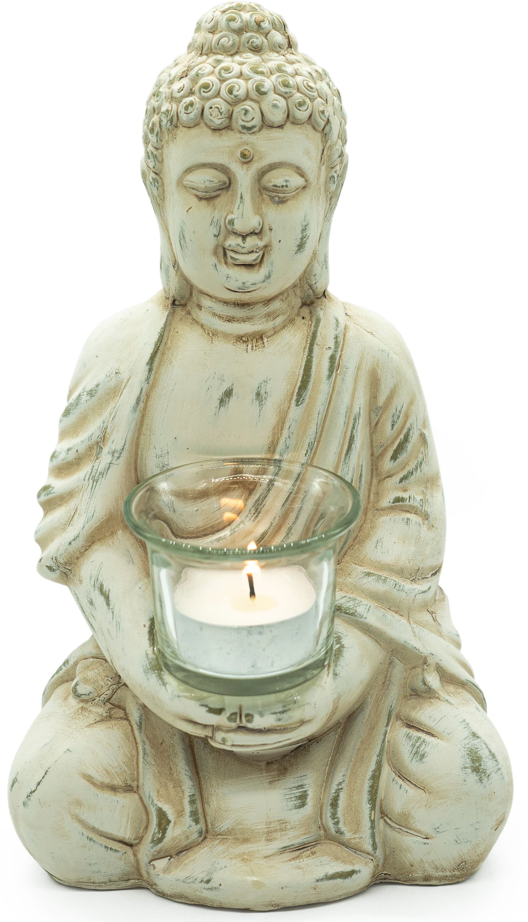 NOOR LIVING Teelichthalter »Buddha«, (1 St.), aus Terrakotta, Höhe ca. 24 cm