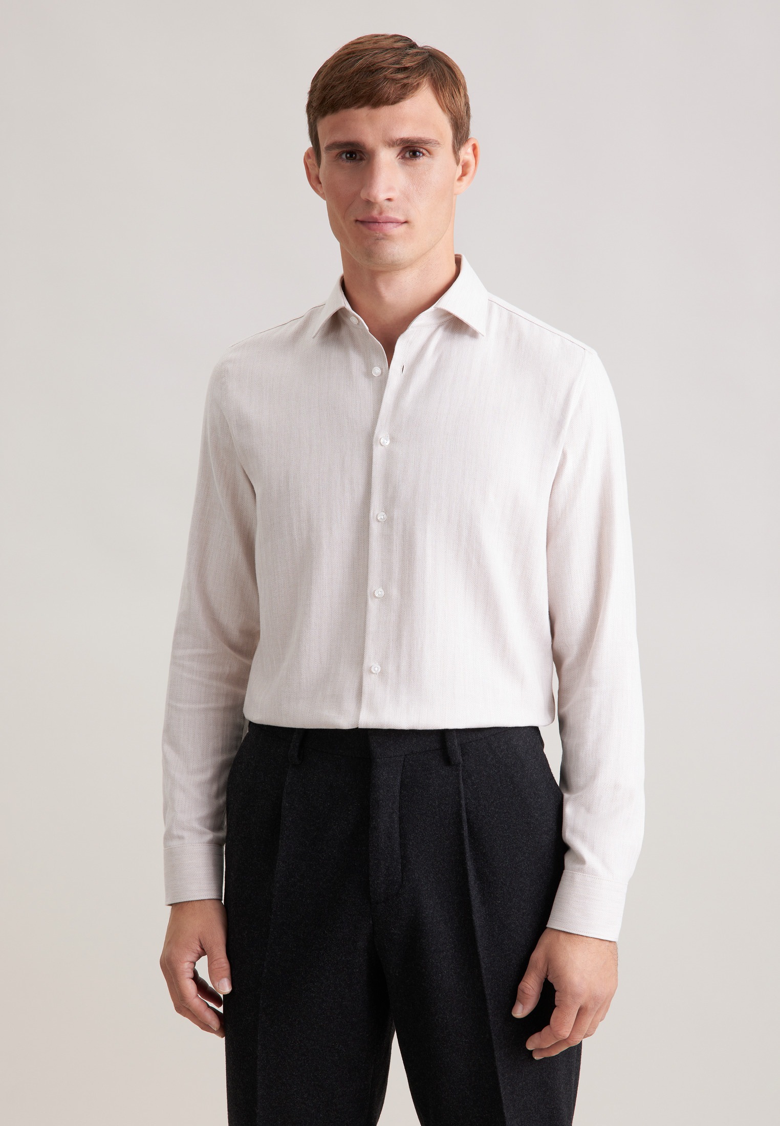 seidensticker Flanellhemd »Schwarze Rose« Slim 1/1 Kentkragen Fischgrat