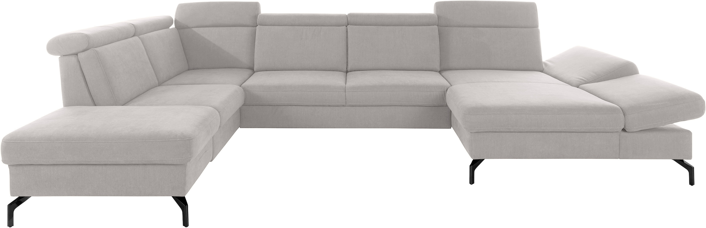 sit&more Wohnlandschaft »Brisbane U-Form«, Fußhöhe 15 cm, inklusive Sitztiefen-, Armteil- und Kopfteilverstellung