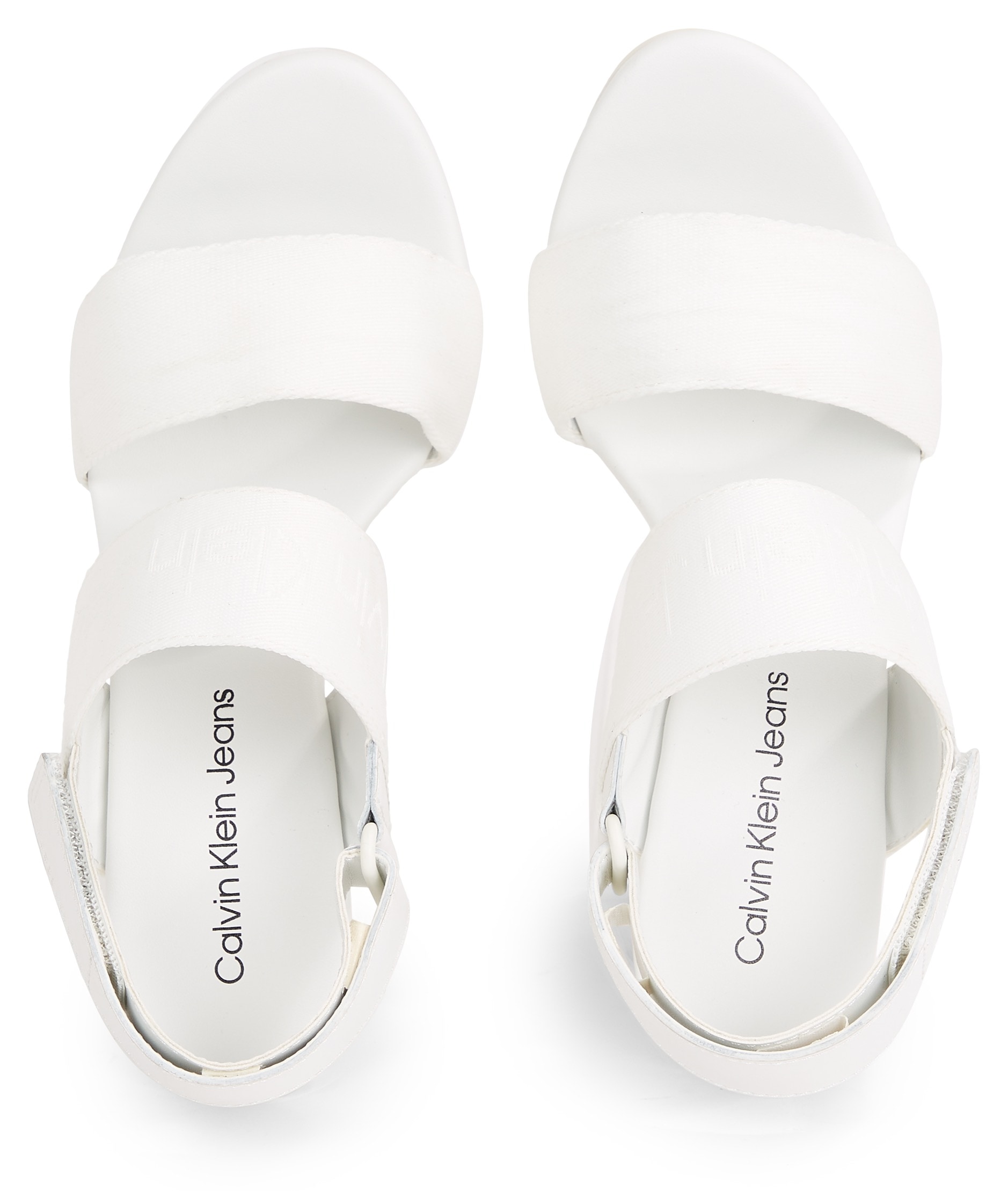Calvin Klein Jeans Keilsandalette »WEDGE SANDAL WEBBING IN MR«, Sommerschuh, Sandale, Keilabsatz, mit Logoschriftzug