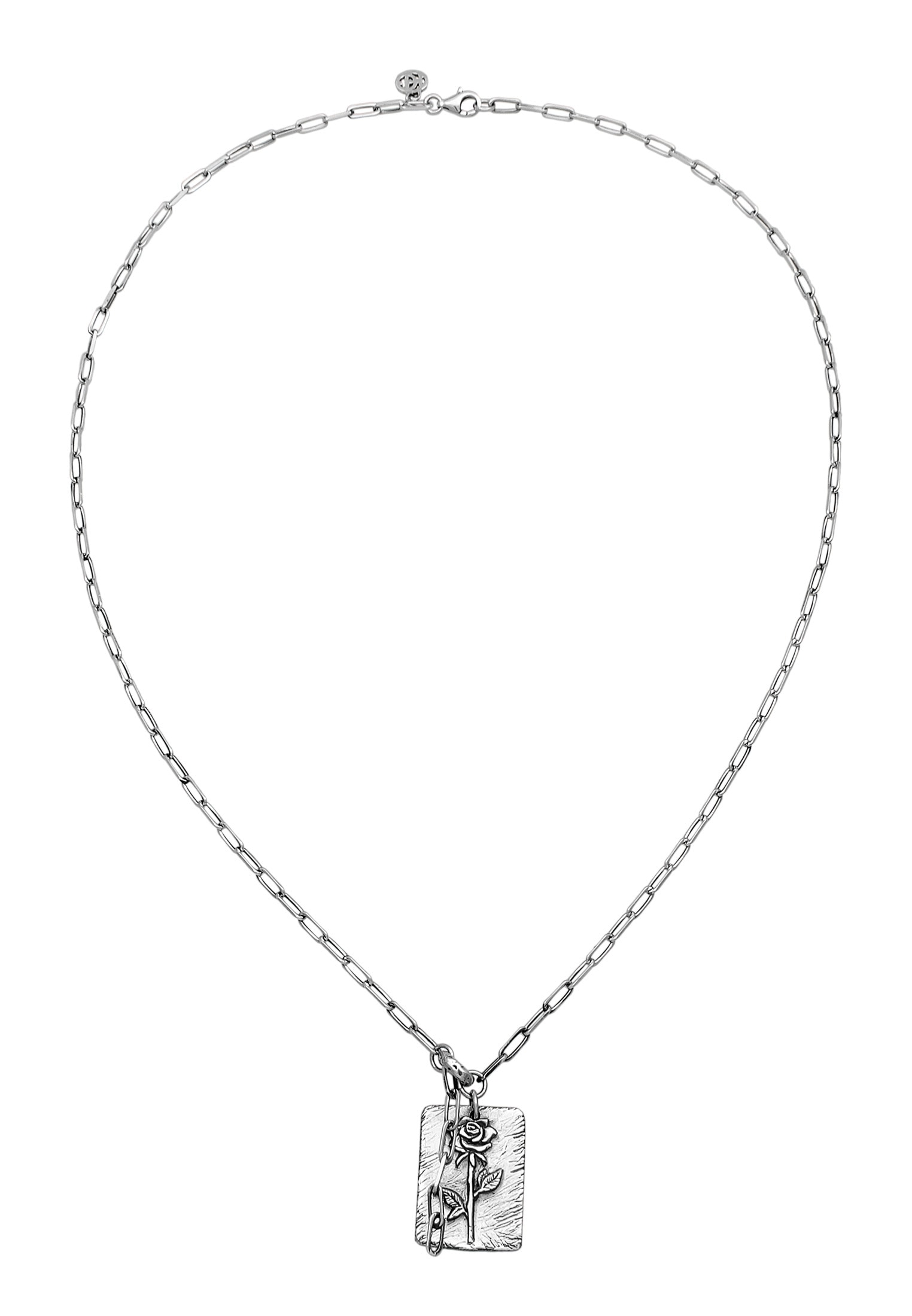 HAZE & GLORY Silberkette »Halskette Gliederkette Vintage Anhänger Rose 925 Silber«