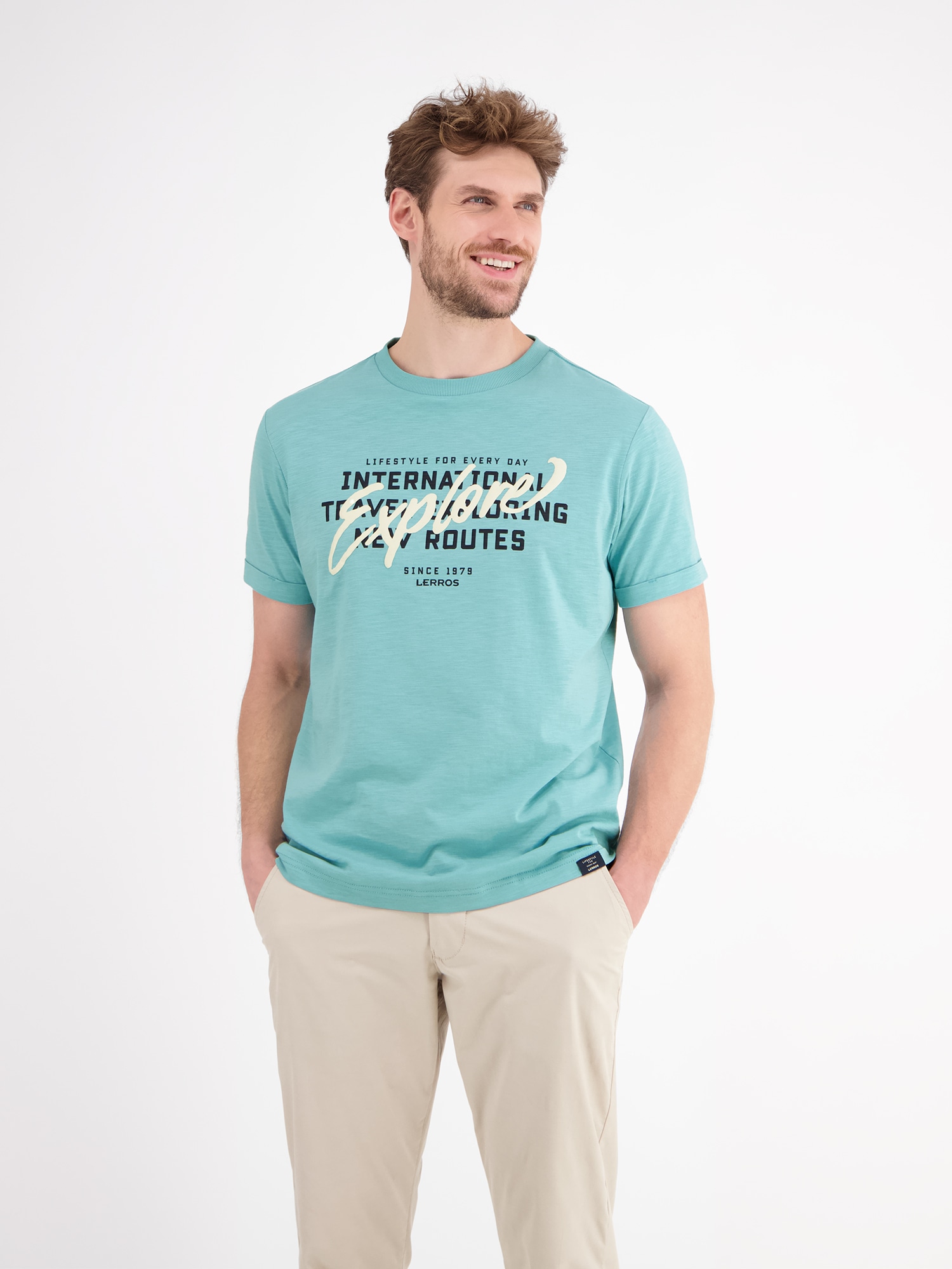 LERROS T-Shirt »Herren Jersey T-Shirt mit Brustprint«