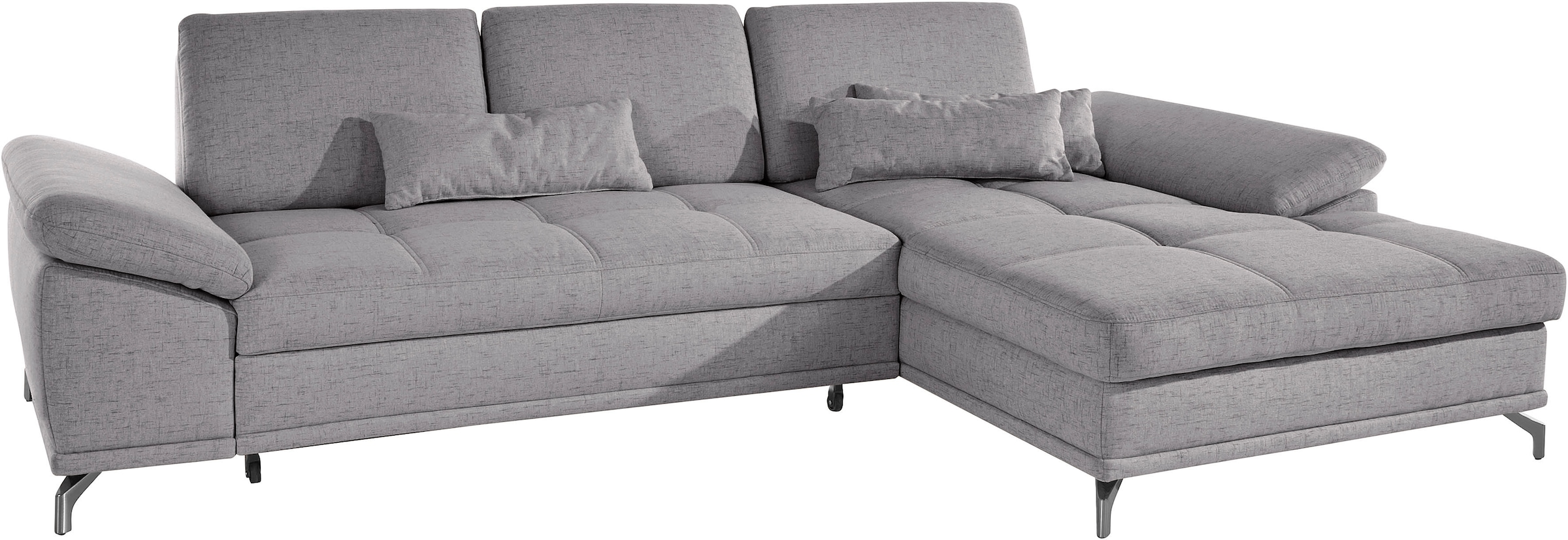 PLACES OF STYLE Ecksofa »Costello L-Form, B: 301 cm mit Sitztiefen-, Armteilverstellung &« 3 Nierenkissen, optional Bettfunktion & Bettkasten