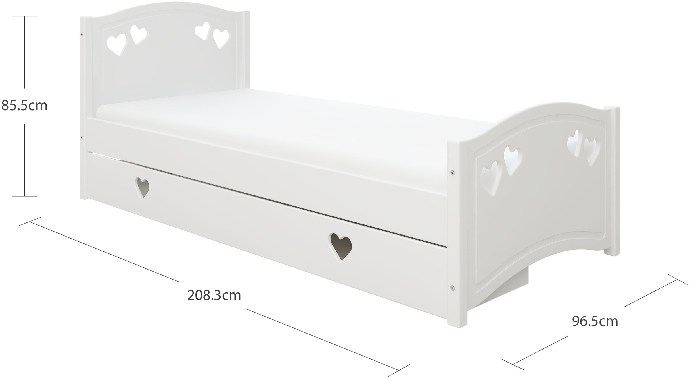 Lüttenhütt Jugendbett »Beeke, Kinderbett, mit Matratze + Schublade,«, (4 tlg., Komplettbett inklusive Lattenrost, Bettkasten und Matratze), FSC®-zertifiziert, viel Stauraum, bis 100 KG belastbar