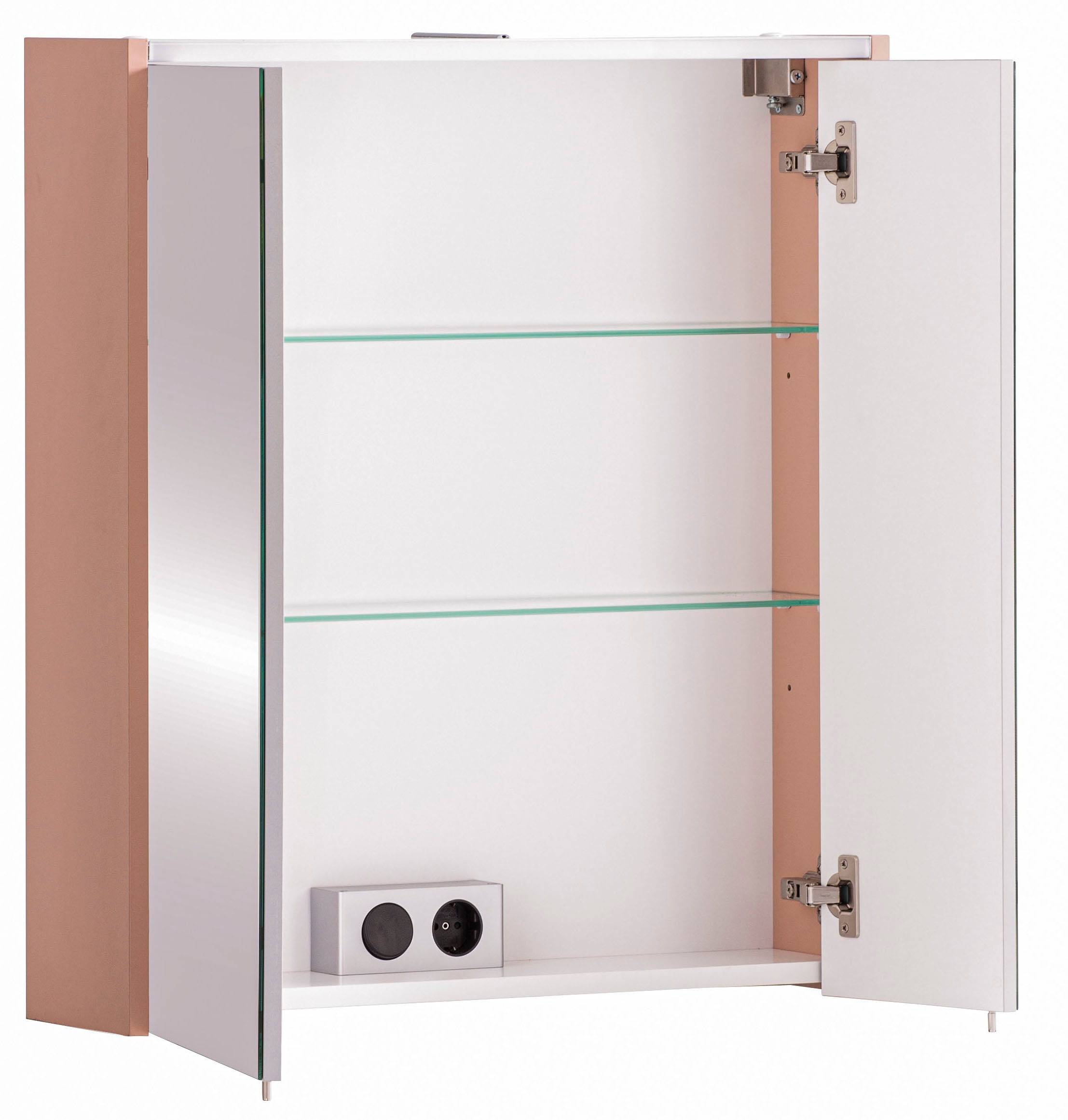 Schildmeyer Spiegelschrank »Smash, Breite 63 cm«, Apricot Dekor, inkl. LED-Beleuchtung und Steckdose