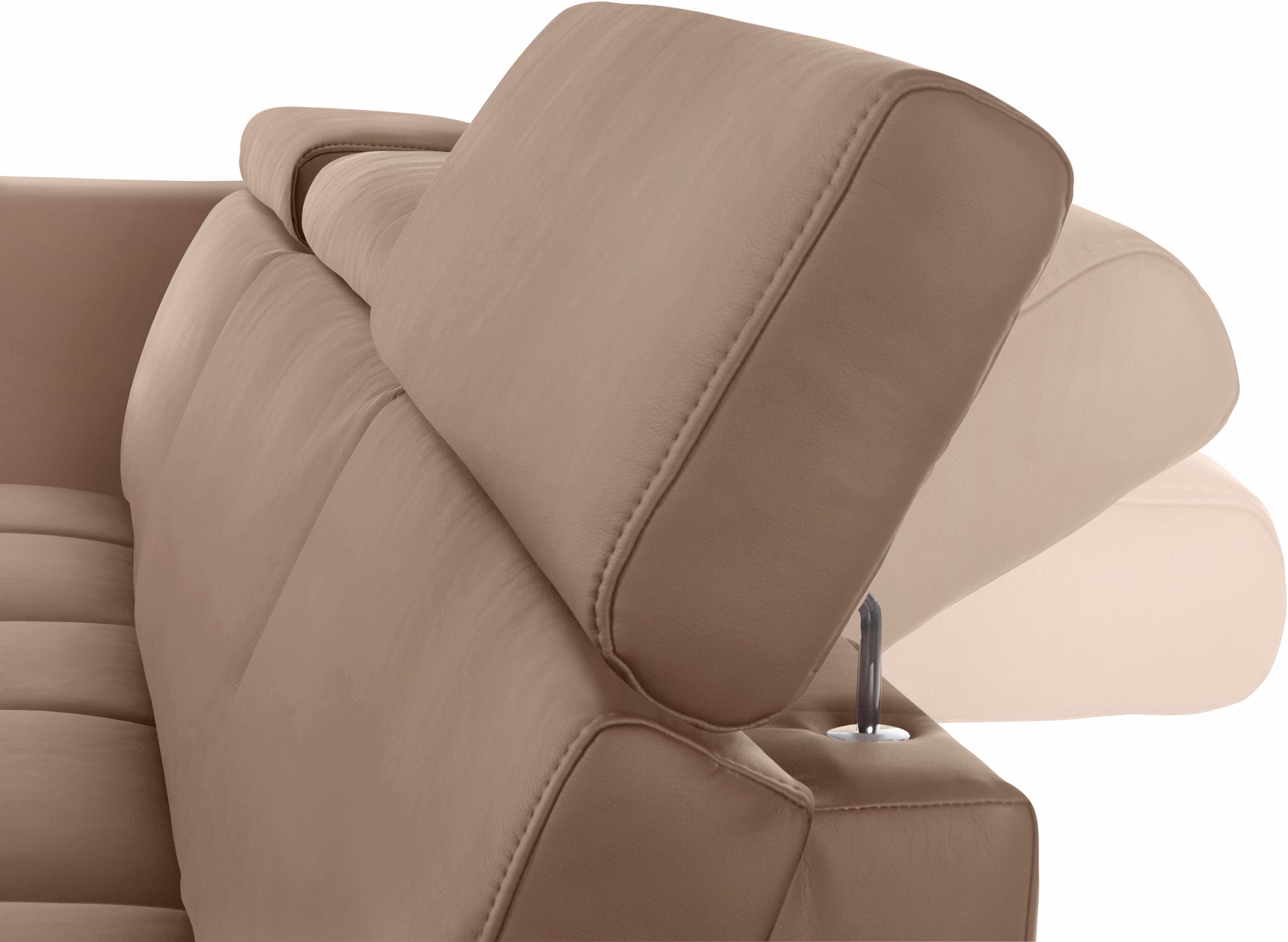 DOMO collection Ecksofa »Ava, moderne Sitzheftung mit toller Doppelnaht, komfortabel, L-Form«, mit Ottomane, inkl. Federkern, wahlweise mit Kopfteilverstellungen