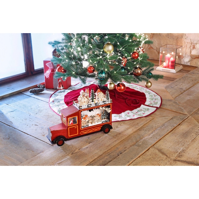my home Weihnachtsbaumdecke »Blätter, Weihnachtsdeko rot, Christbaumschmuck«,  mit breiter Bordüre im weihnachtlichen Design
