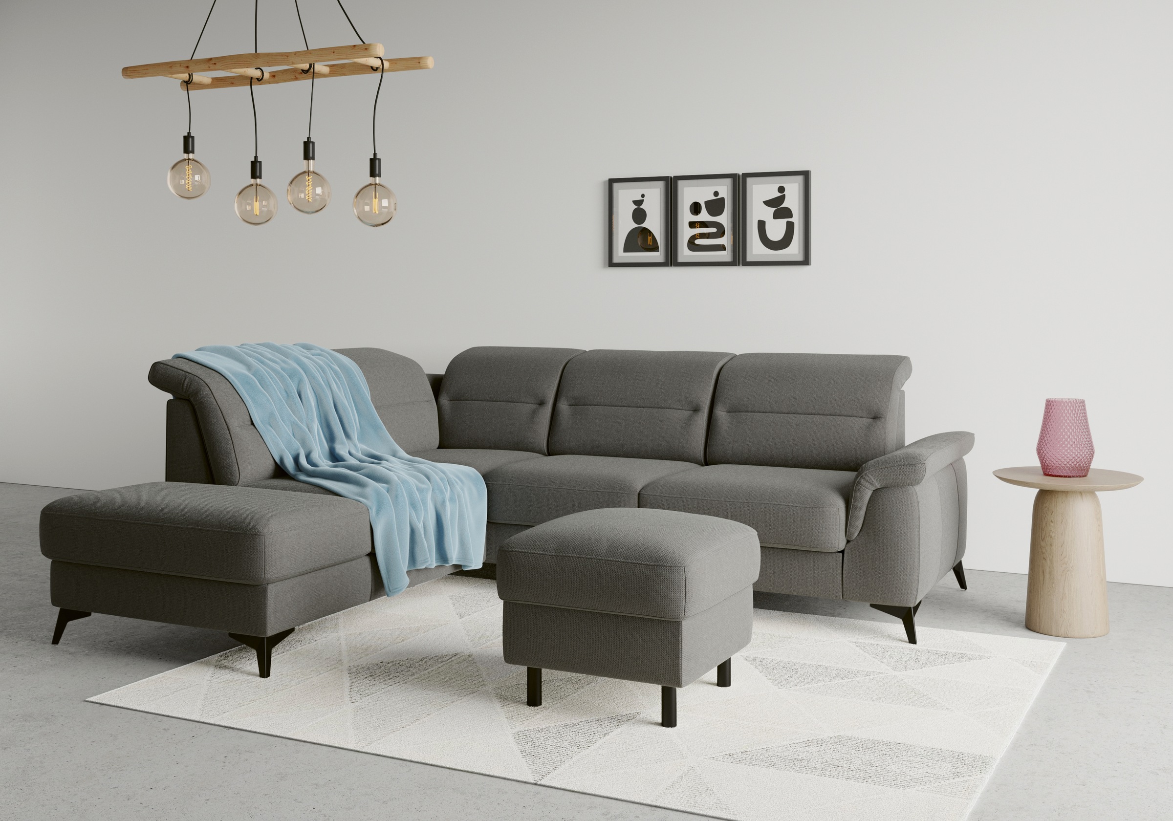 sit&more Ecksofa »Sinatra L-Form«, mit Ottomane, optional mit Kopfteilverstellung und Armteilfunktion