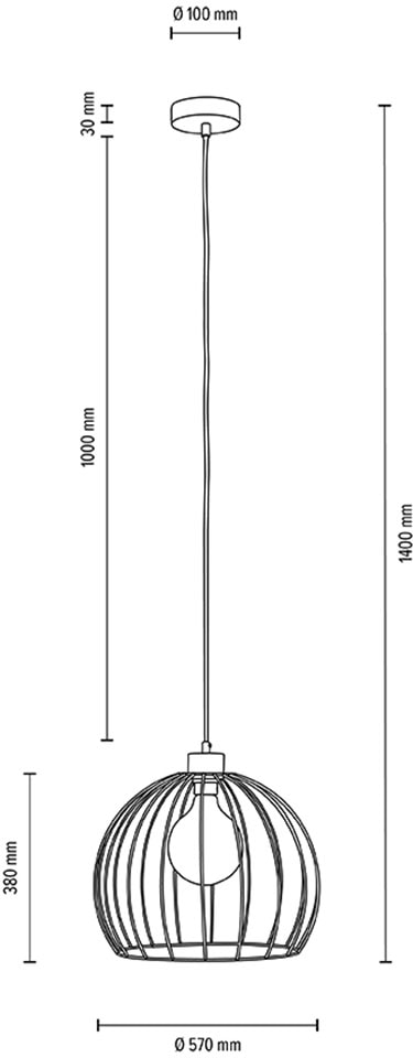 BRITOP LIGHTING Hängeleuchte »Coop«, 1 flammig, Leuchtmittel E27 | ohne Leuchtmittel-Leuchtmittel wechselbar, Dekorative Leuchte aus Metall, passende LM E27 / exkl., Made in Europe