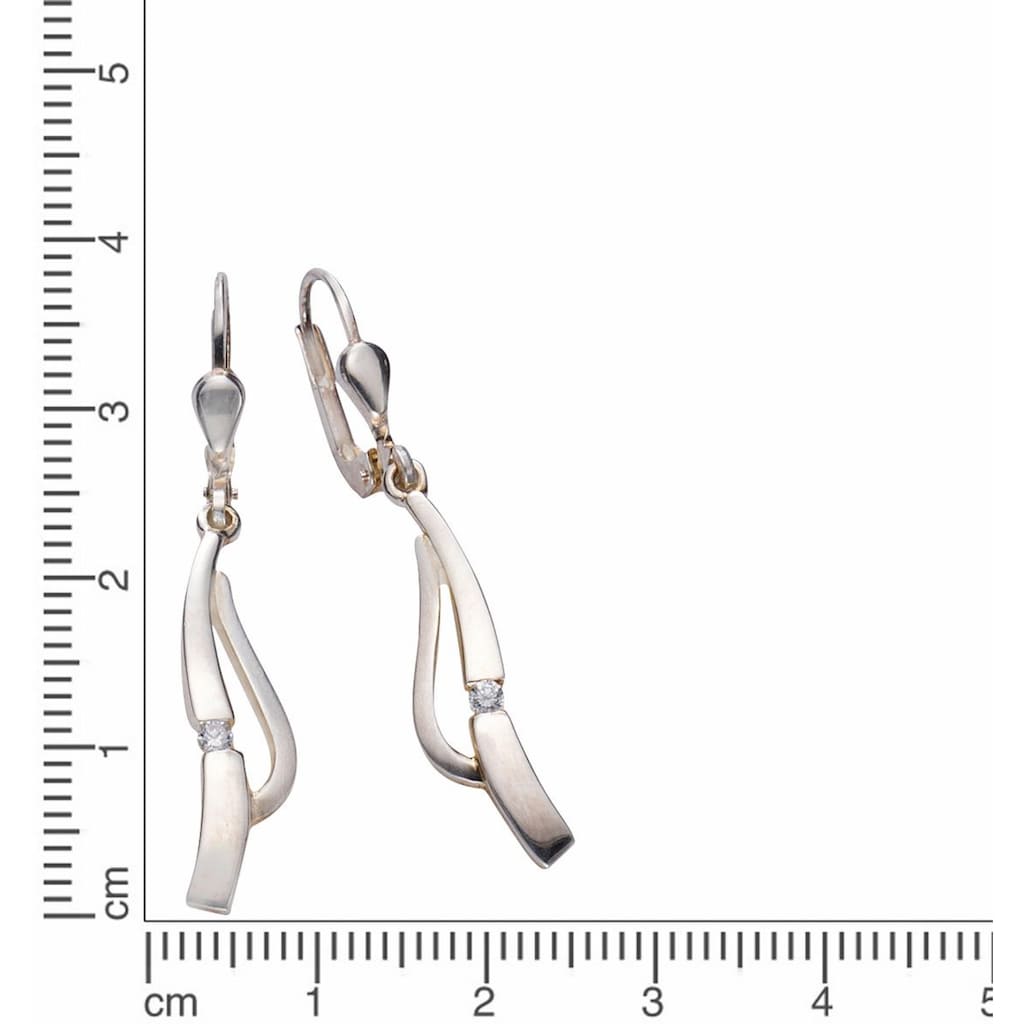 Firetti Paar Ohrhänger »Glanz matt rhodiniert geschwungen« mit Zirkonia CB10182