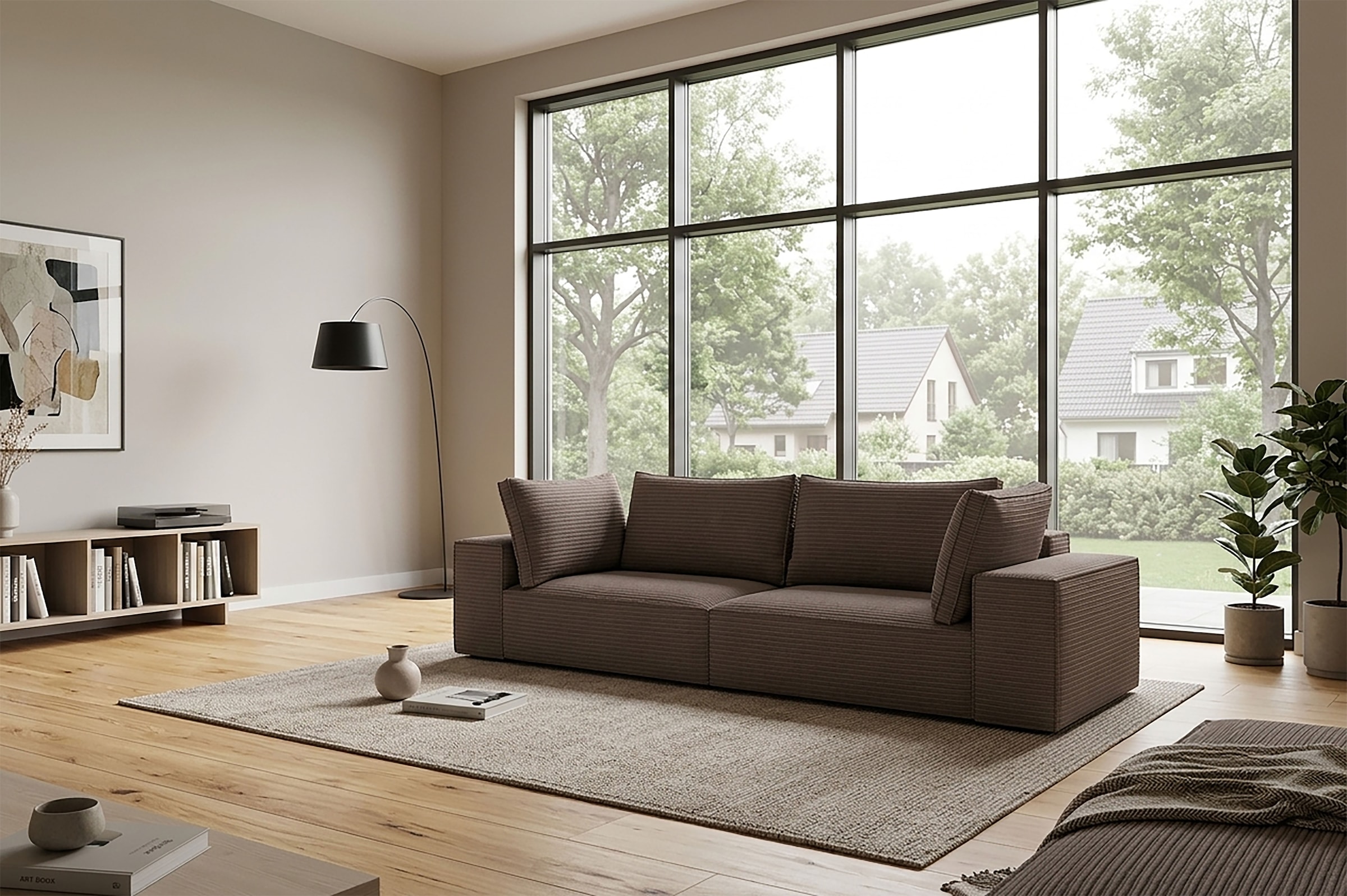 Trends by HG Big-Sofa »Conor XXL, B: 312cm, Liegefläche: 138x 238cm, in Cord und Velours« mit Schlaffunktion und Bettkasten