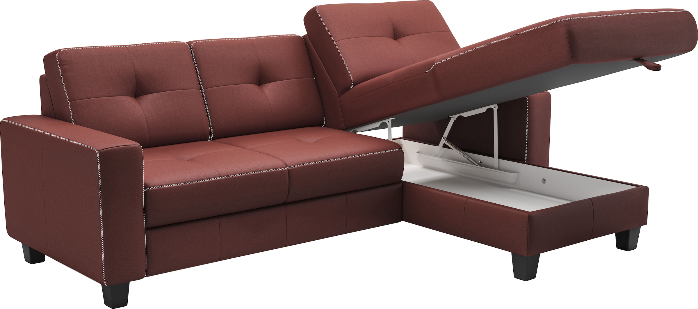 Places of Style Ecksofa »Varese«, wahlweise mit Bettfunktion und Bettkasten