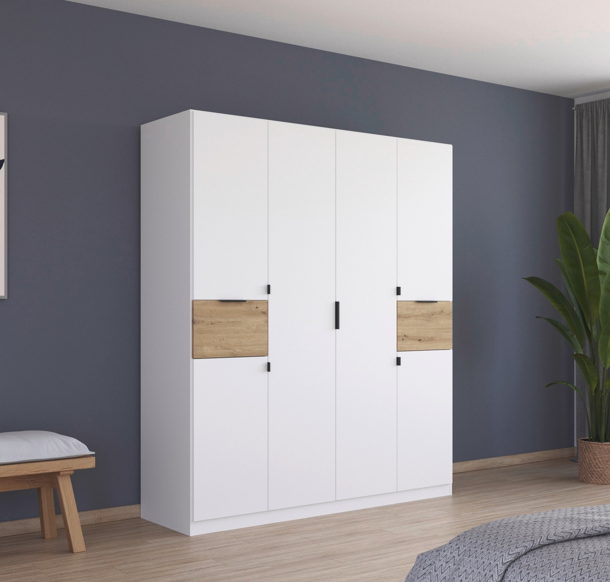 rauch Drehtürenschrank "Kleiderschrank Schrank Garderobe Wäscheschrank TICAO" Schubladen in der Höhe variabel positionierbar, mit 2 geräumigen Schubladen, viel Stauraum MADE IN GERMANY