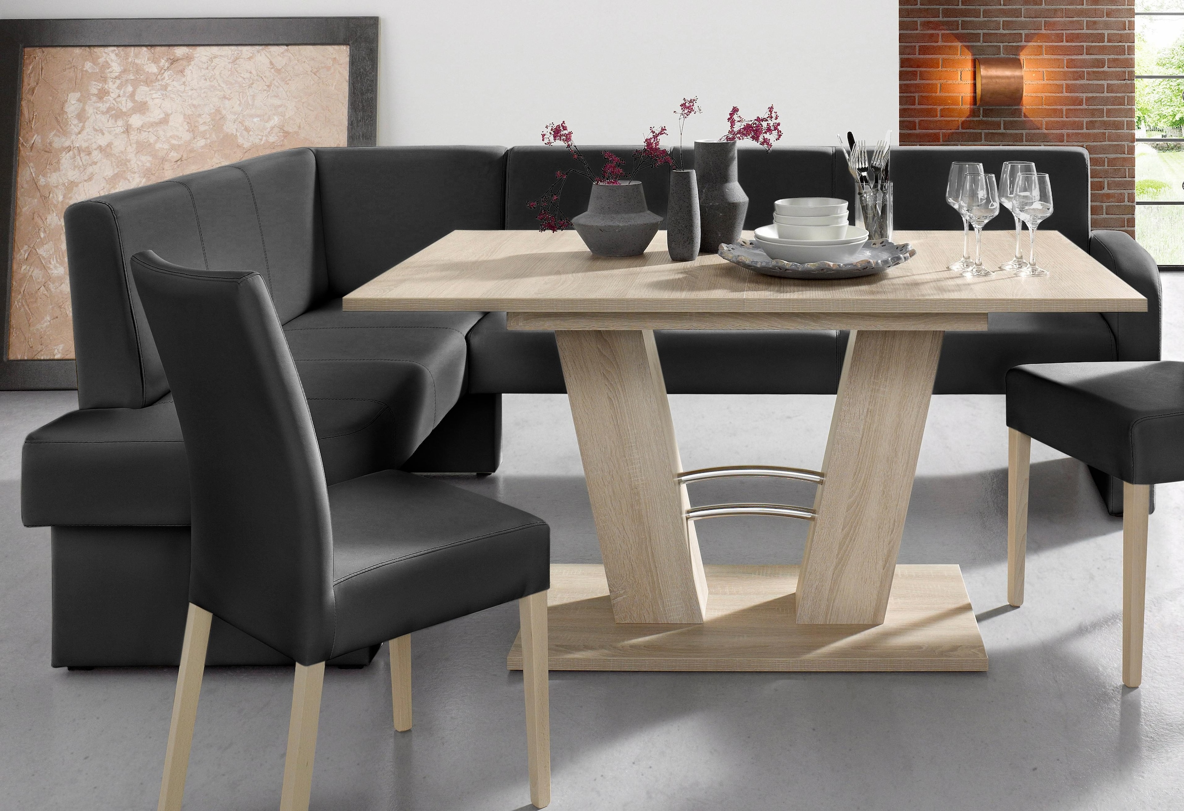 Home affaire, Eckbank »Umag« 210 x 60 cm, schwarz, 100% Polyester Primabelle ( Microfaser );100% Polyester Duncan ( Luxus-Microfaser),