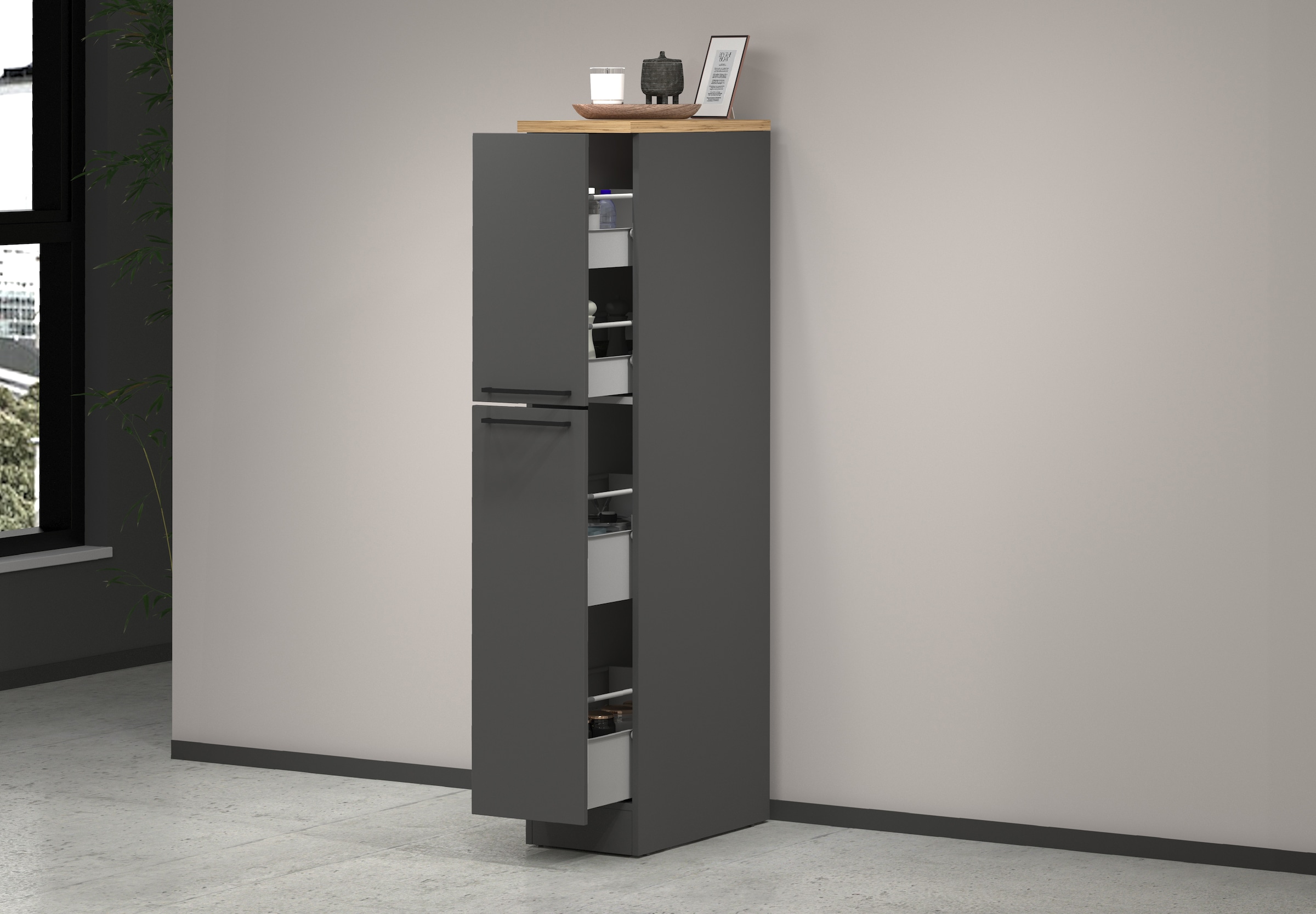 KOCHSTATION Apothekerschrank »KS-Sole« Breite 30 cm, 2 Auszüge, 4 Fächer