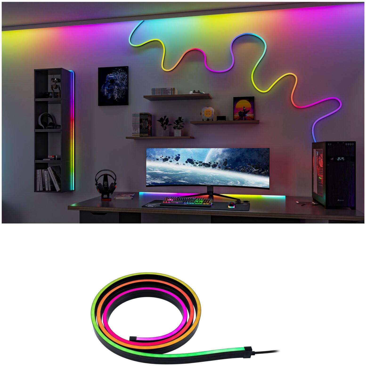 Paulmann LED-Lichterschlauch »Entertain LED Schlauch Black Neon RGB+« Farbwechsler & Farbsteuerung & Dimmer