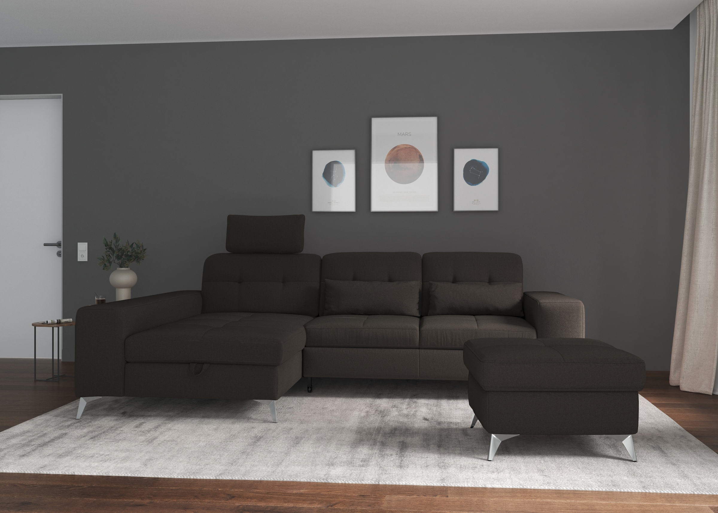 sit&more Ecksofa »Baviene L-Form«, inklusive Sitztiefenverstellung und Federkern, wahlweise Bettfunktion