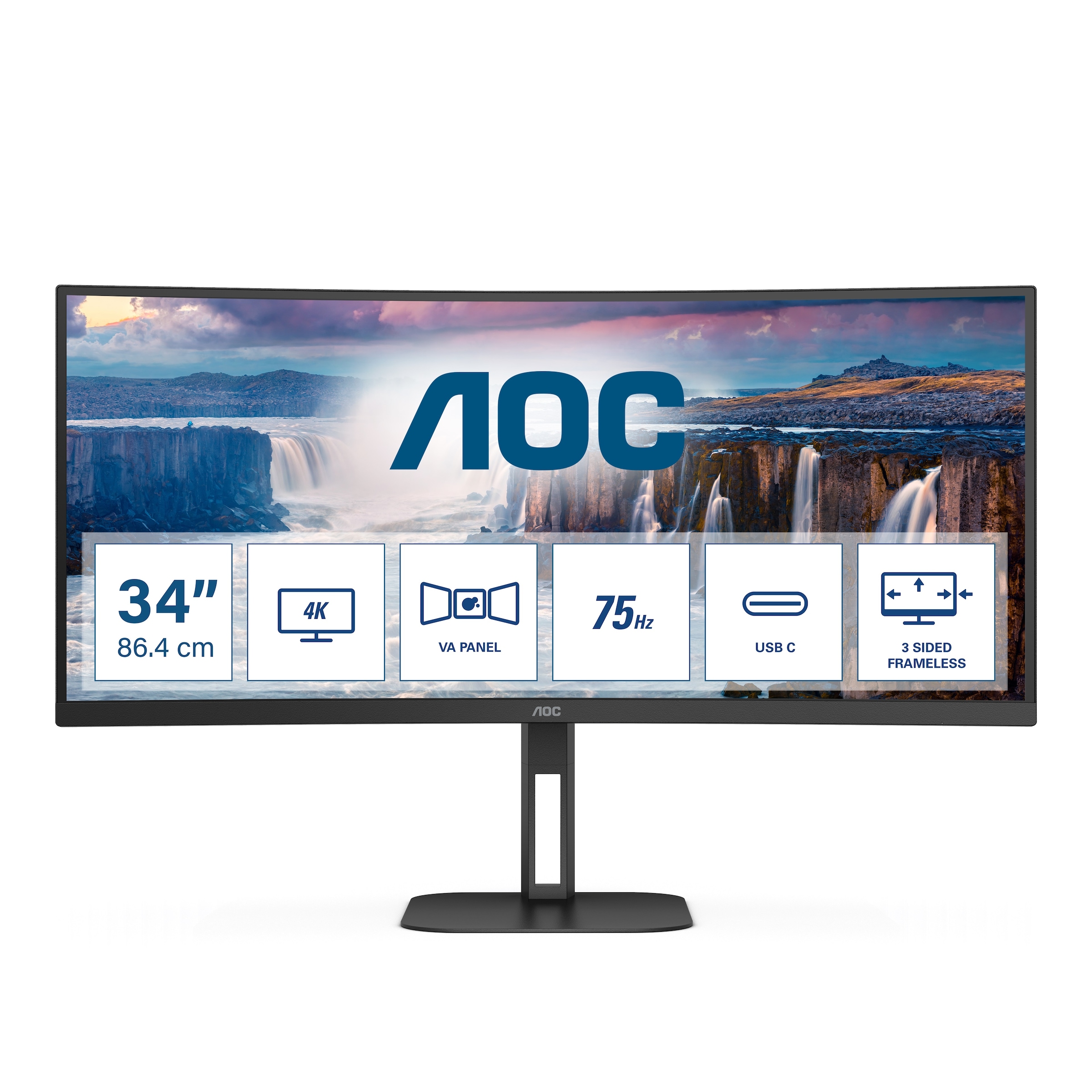 AOC Curved-Gaming-Monitor »CU34V5C«, 86,3 cm/34 Zoll, 3440 x 1440 px, 1 ms Reaktionszeit, 100 Hz