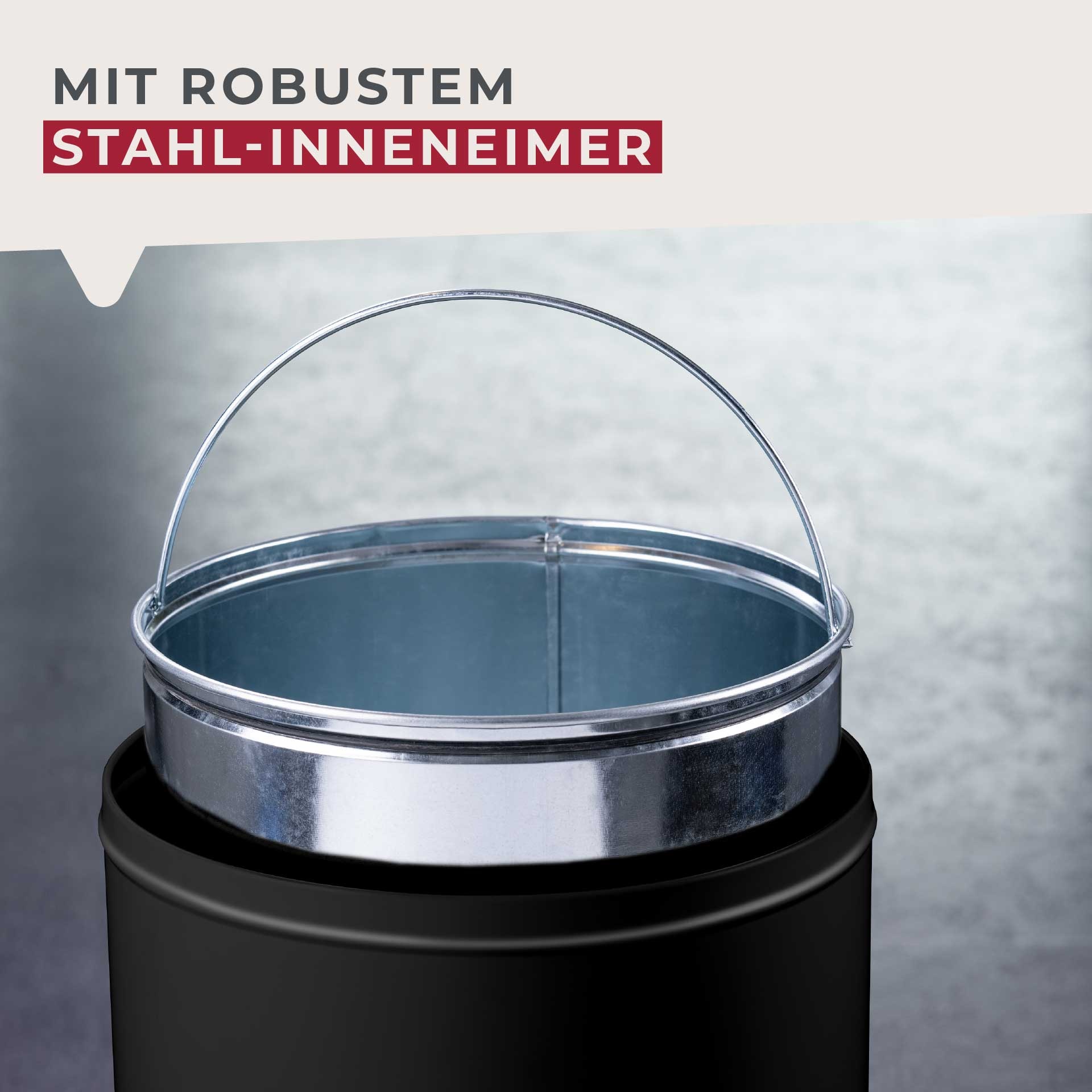 FACKELMANN Mülleimer »BERLIN, Push Abfalleimer 40L« 1 Behälter Retro-Design, großes Fassungsvolumen, lackiertes Edelstahlgehäuse