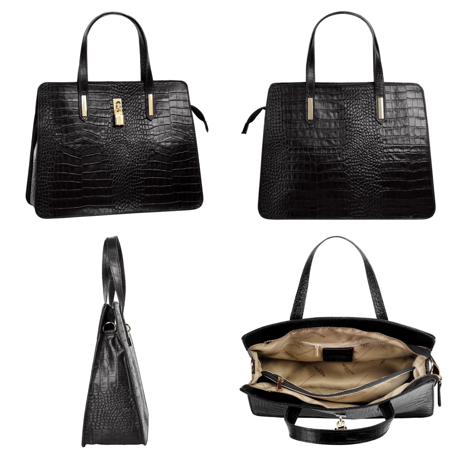 Cluty Henkeltasche, echt Leder, Made in Italy