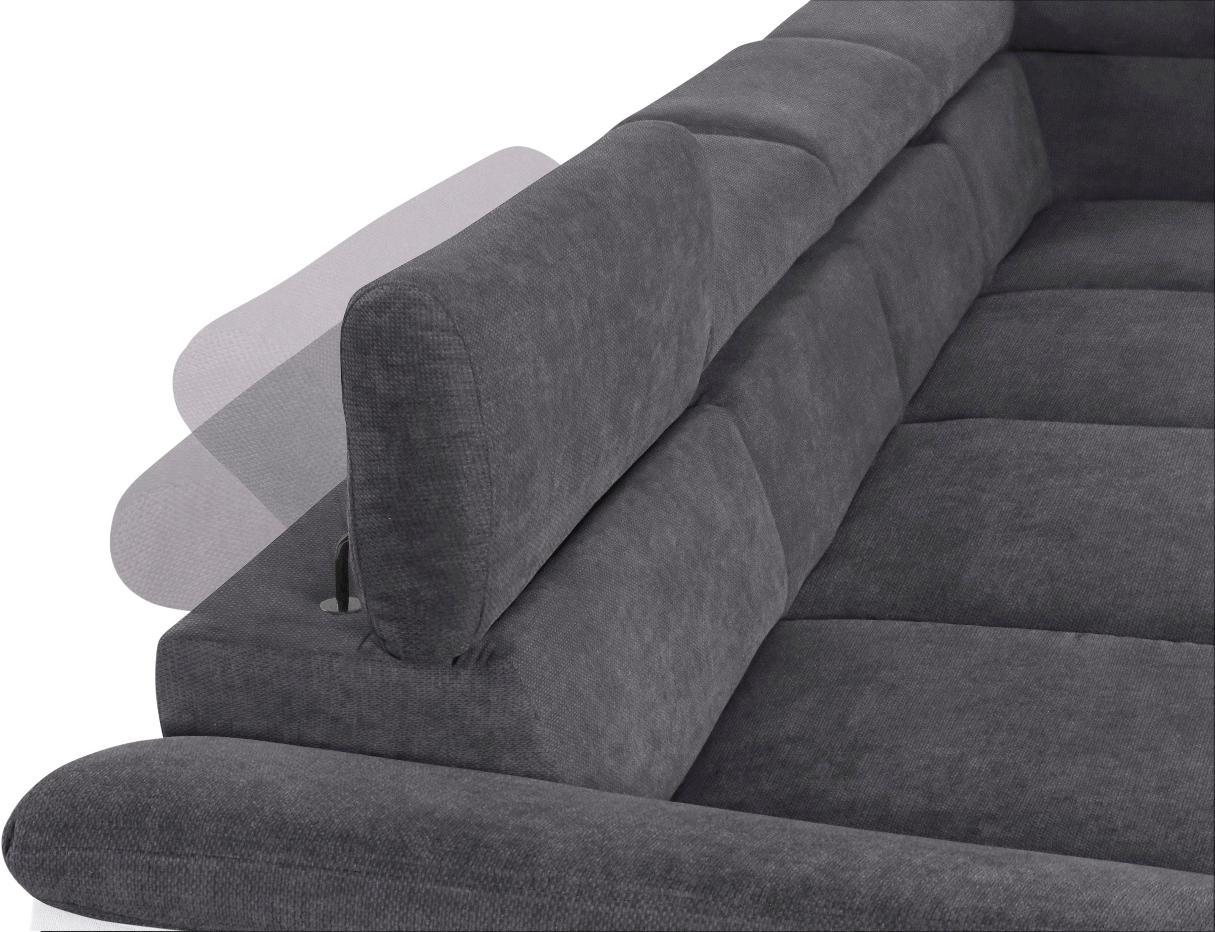 COTTA Polstergarnitur »Komaris U-Form«, (Set), Set bestehend aus: Wohnlandschaft mit Kopfteilverstellung & Hocker